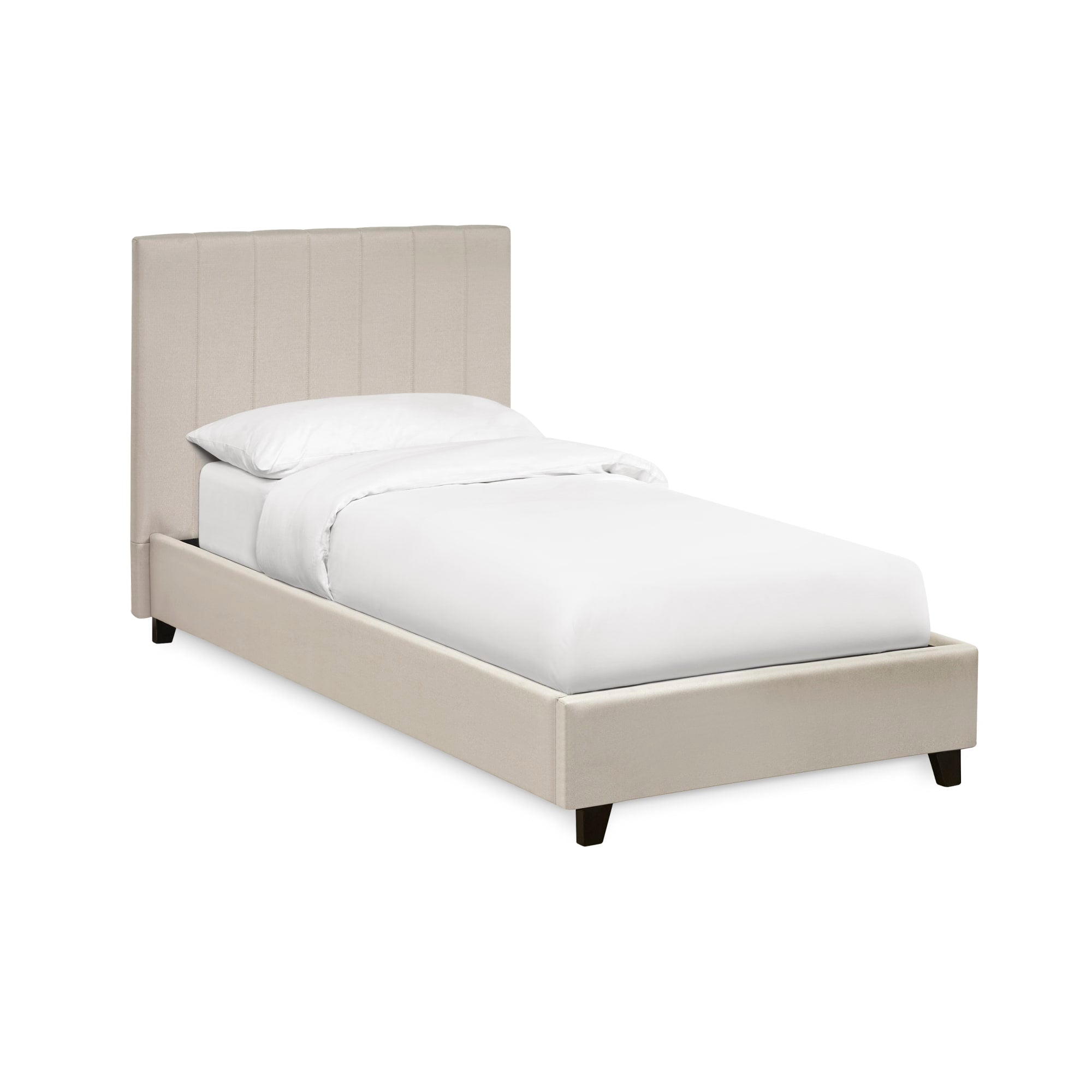 Aylen Oatmeal Linen Upholstered 90cm Single Bed Frame