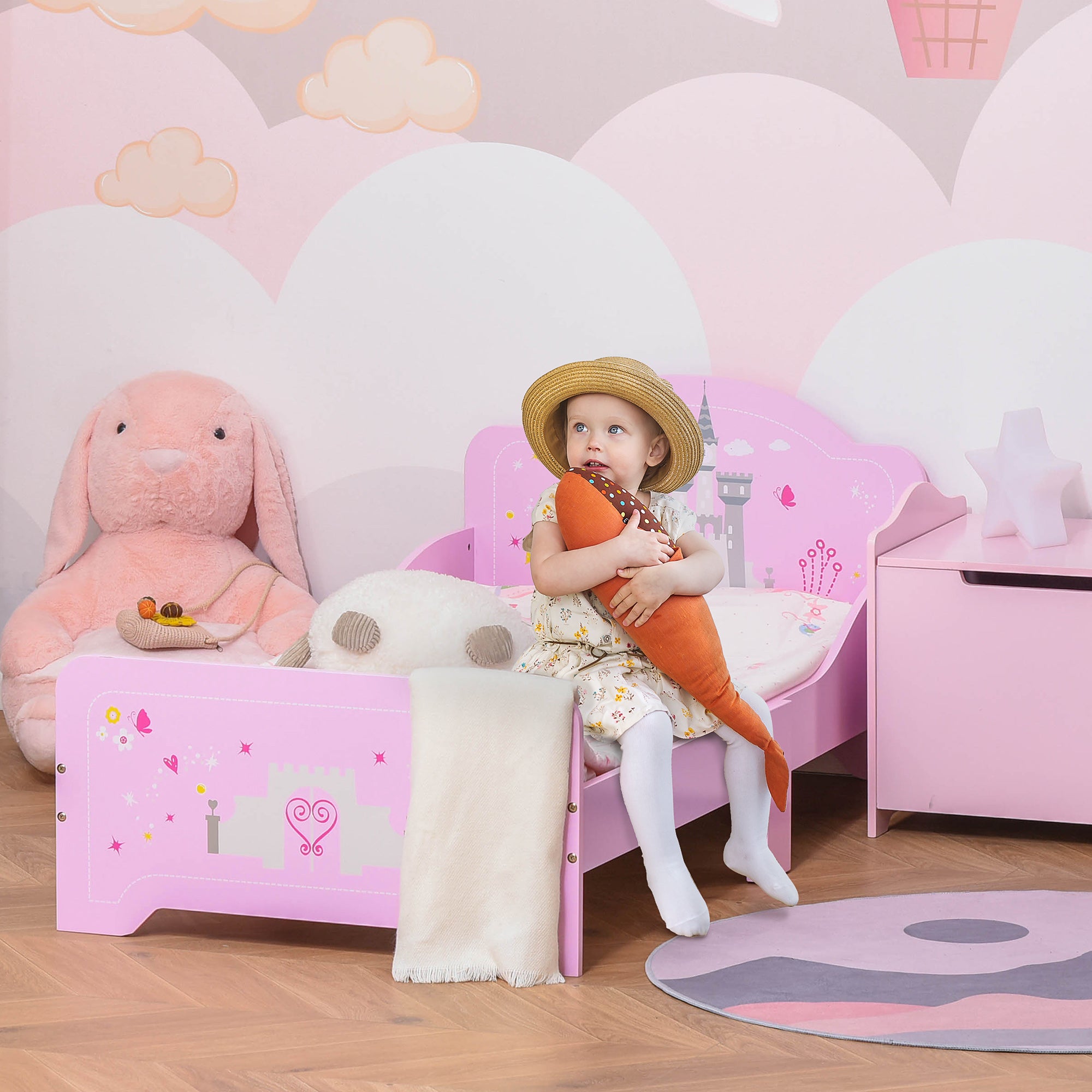 Low Kids Bed Frame with Princess Castle Headboard