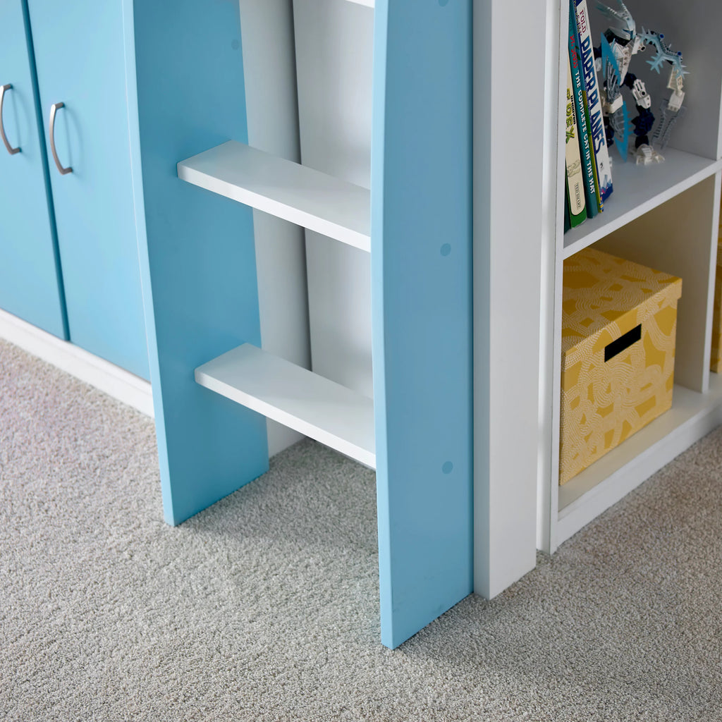 Blue Mid Sleeper Bed with Storage