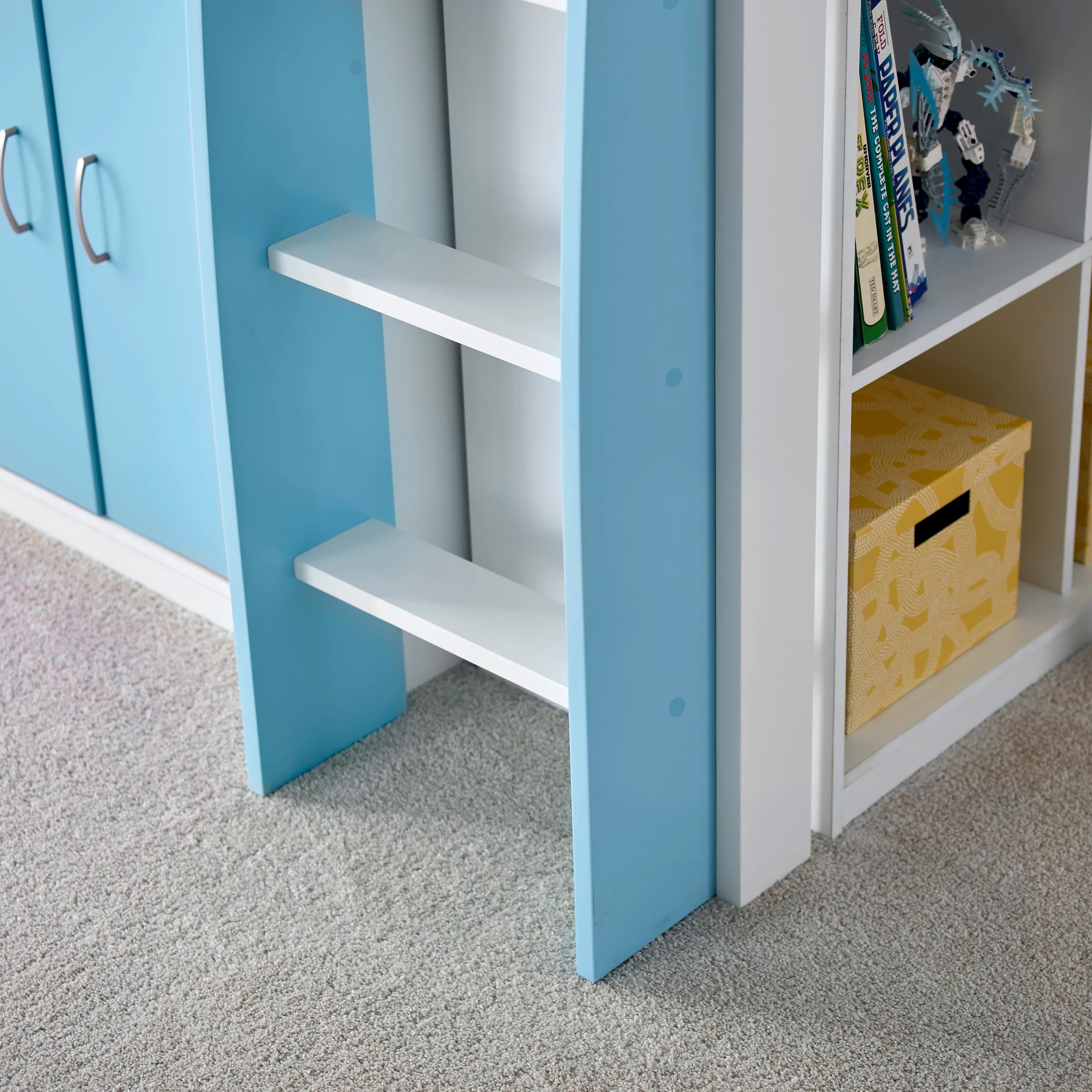 Blue Mid Sleeper Bed with Storage