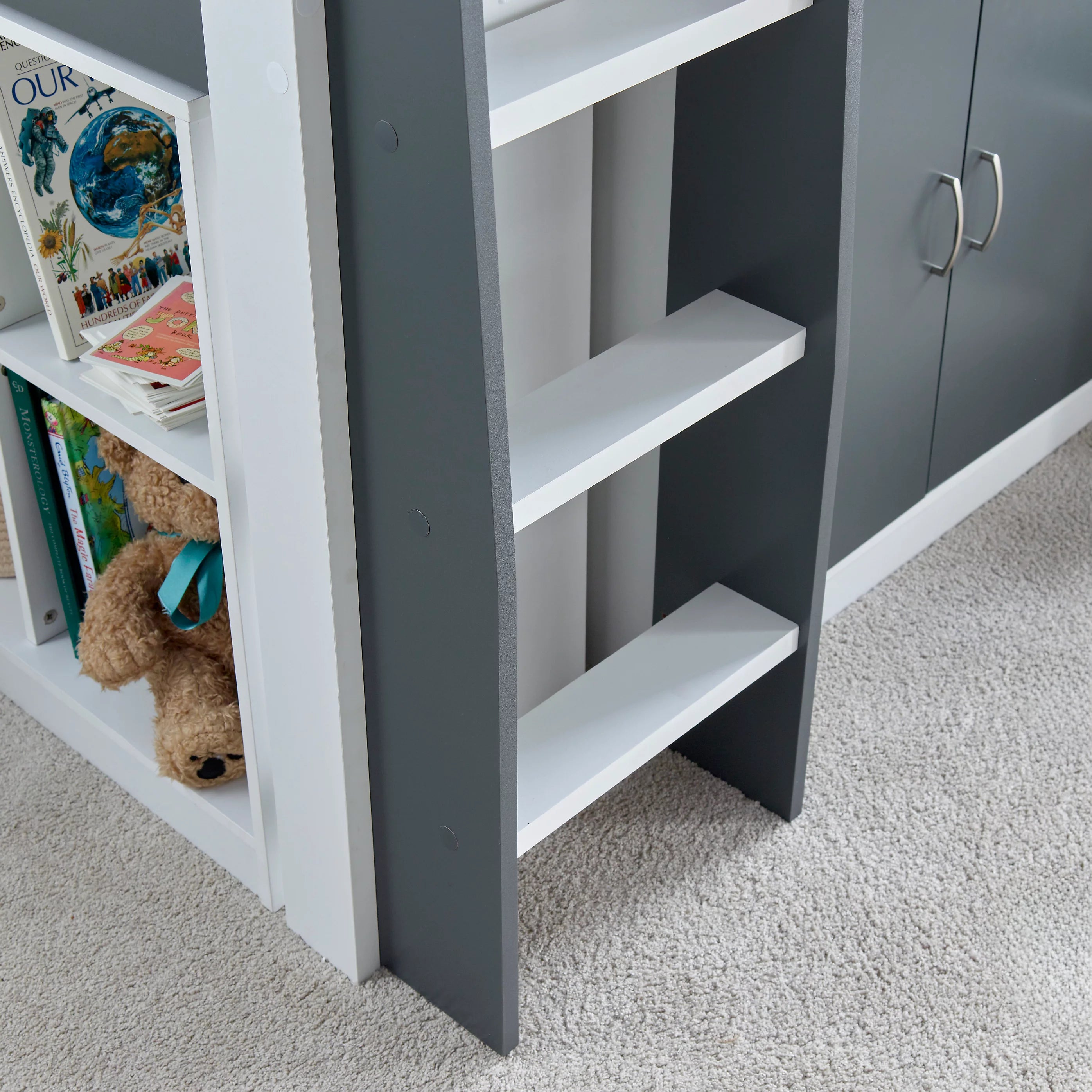 Grey & White Mid Sleeper Bed with Storage