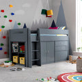 Lacy Grey Mid Sleeper Bed with Storage - 3ft Single