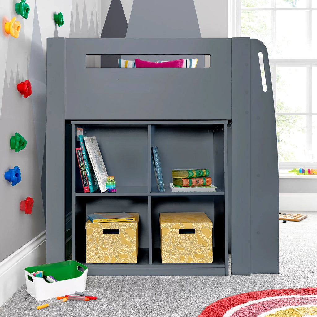 Lacy Grey Mid Sleeper Bed with Storage - 3ft Single