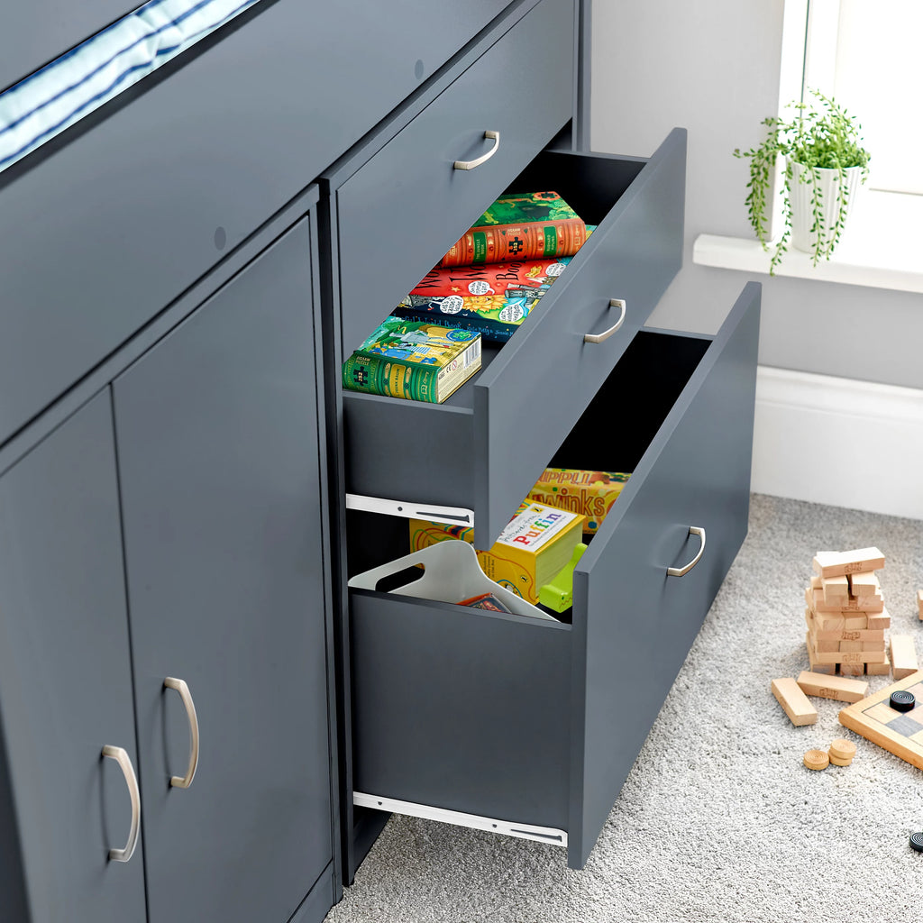 Lacy Grey Mid Sleeper Bed with Storage - 3ft Single
