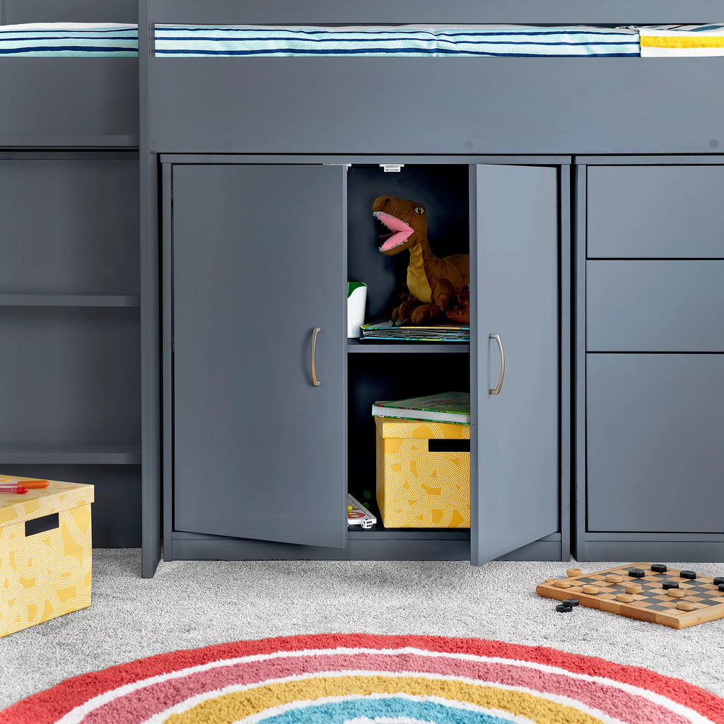Lacy Grey Mid Sleeper Bed with Storage - 3ft Single