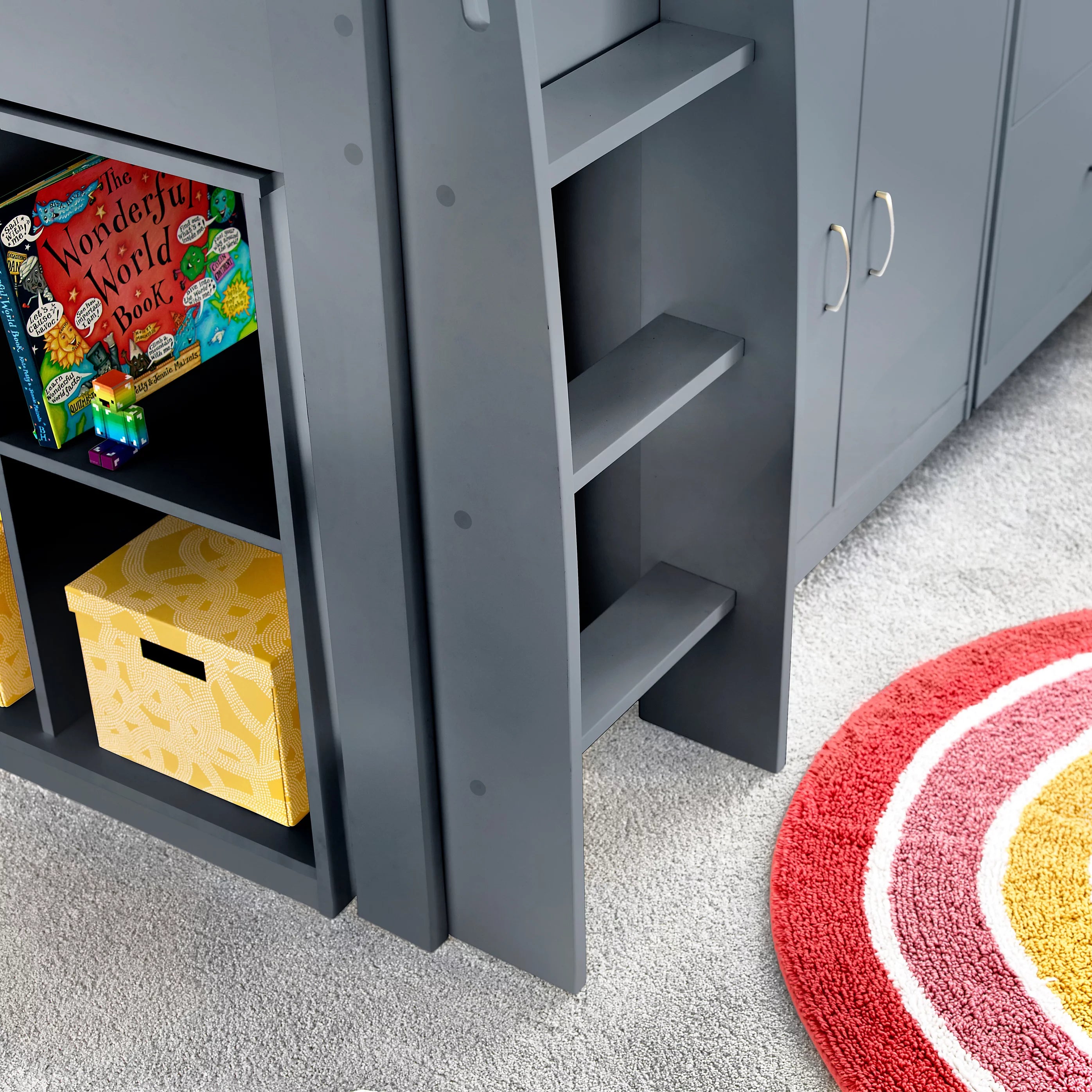 Lacy Grey Mid Sleeper Bed with Storage - 3ft Single