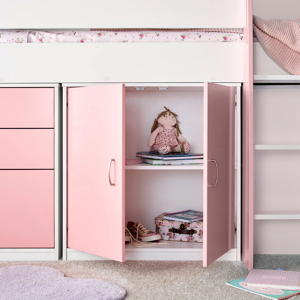 Lacy Pink Mid Sleeper Bed with Storage - 3ft Single