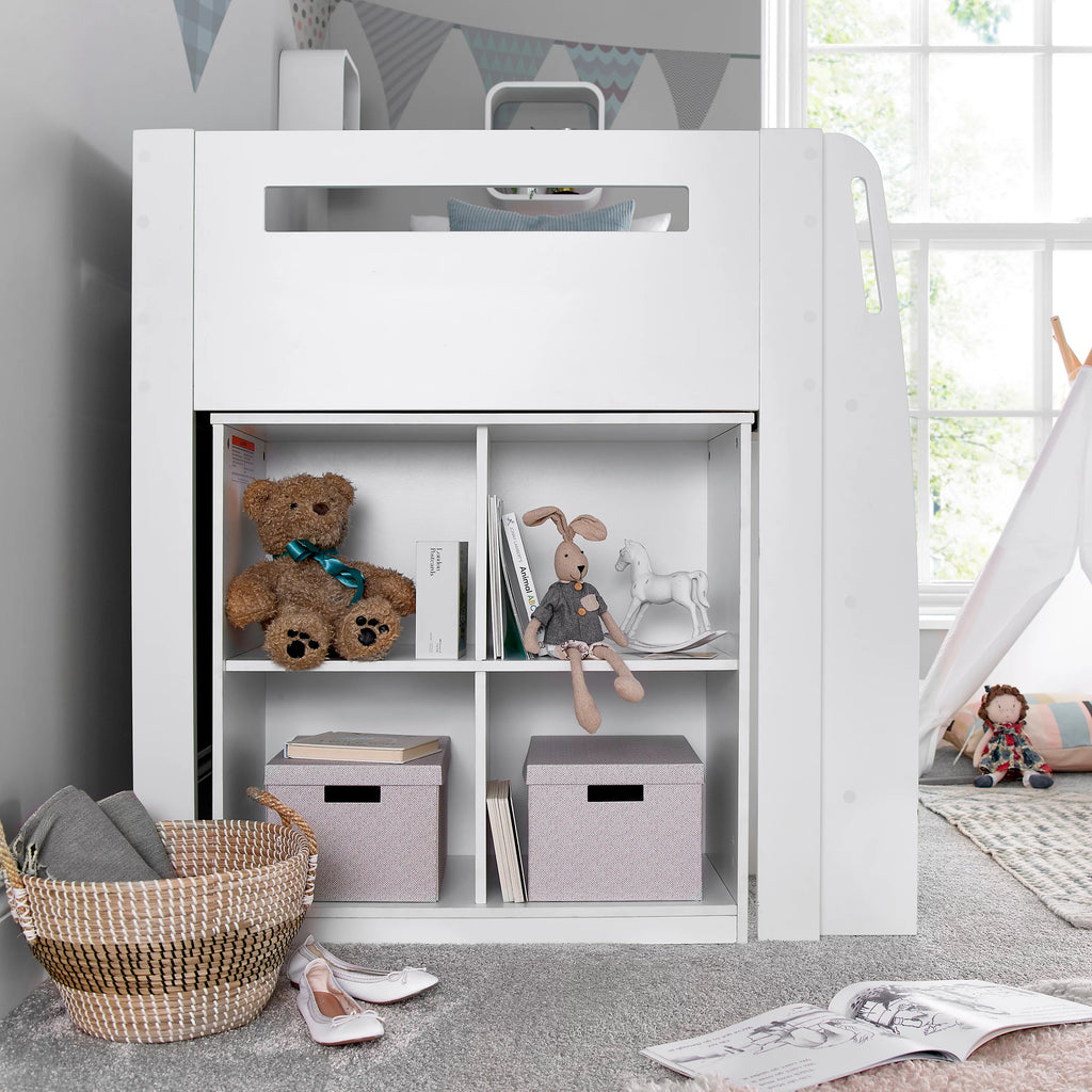 Lacy White Mid Sleeper Bed with Storage - 3ft Single