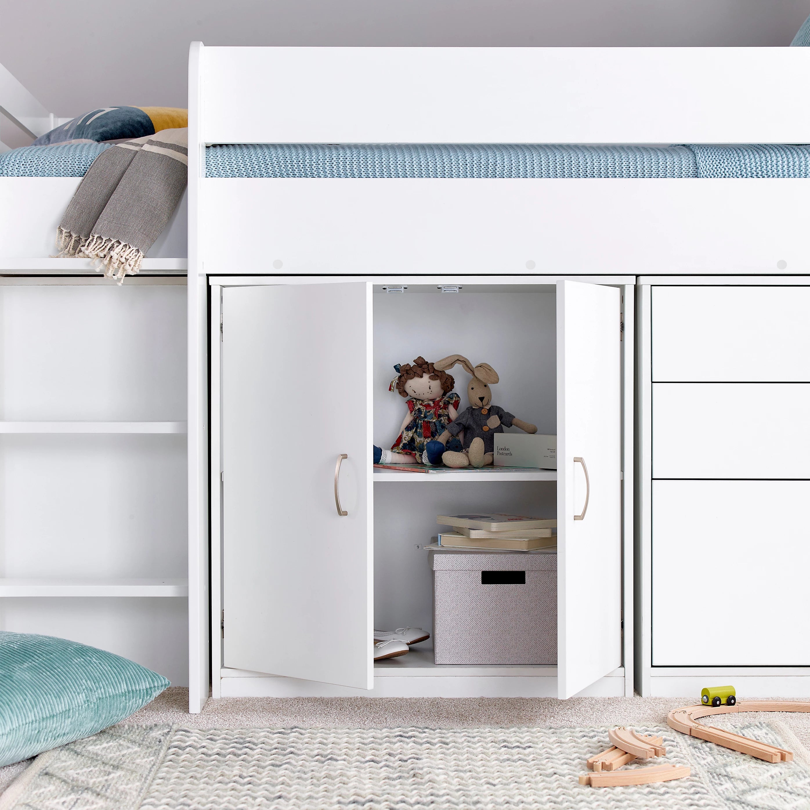 Lacy White Mid Sleeper Bed with Storage - 3ft Single