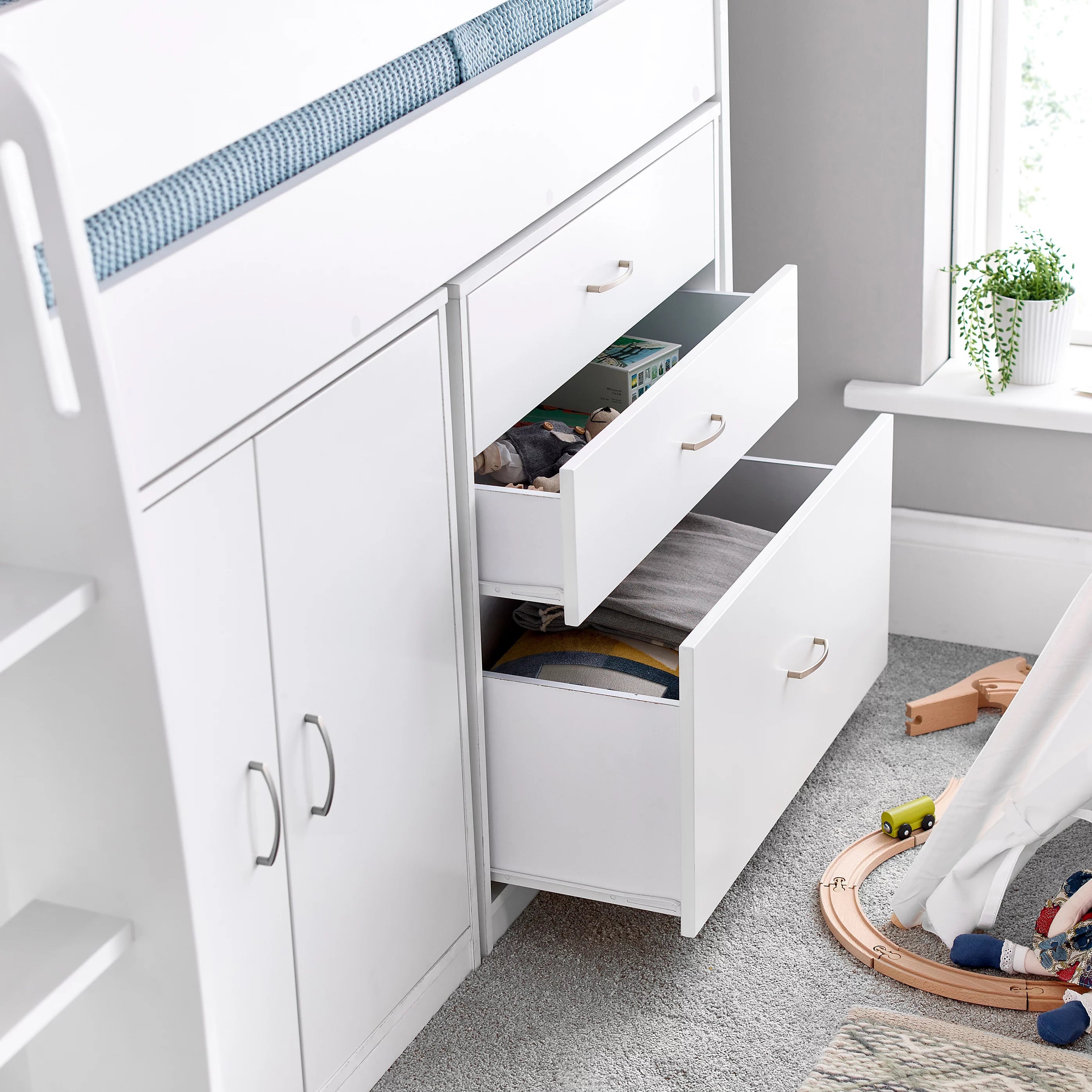 Lacy White Mid Sleeper Bed with Storage - 3ft Single