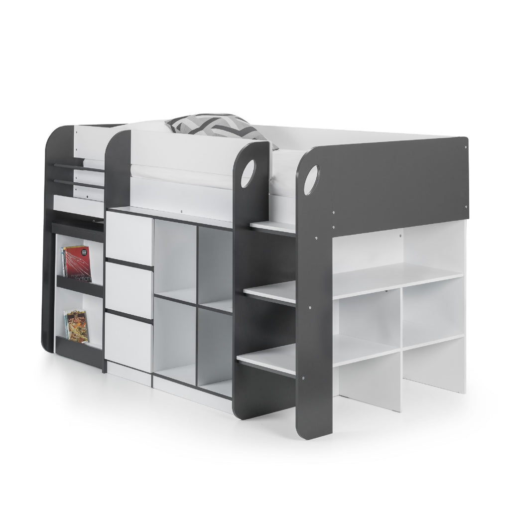 Arlo 3ft Single Mid Sleeper Bed – Charcoal Grey & White