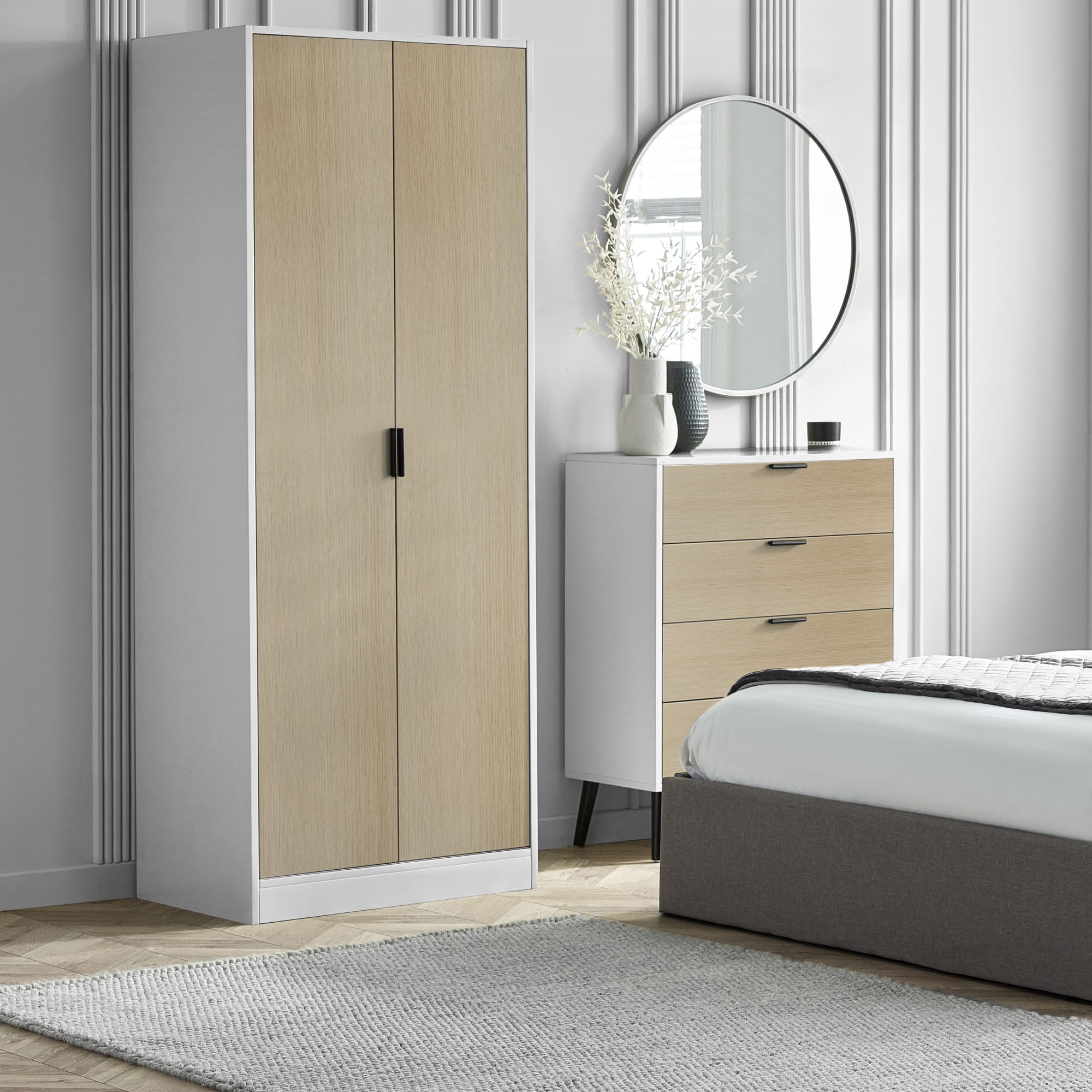 Alba 2 Door Wardrobe - White/Oak