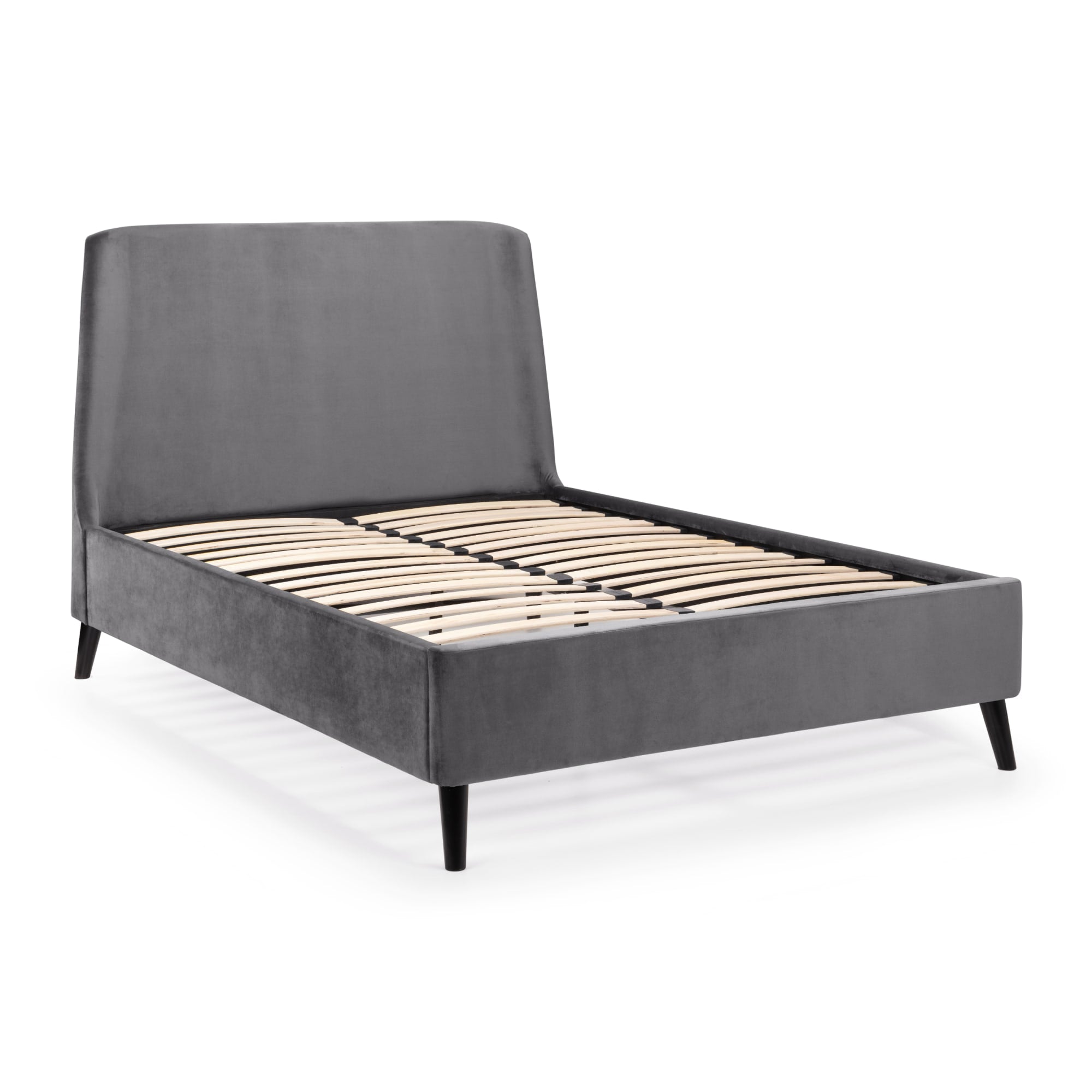 Frida Curved Velvet 135cm Double Bed - Grey