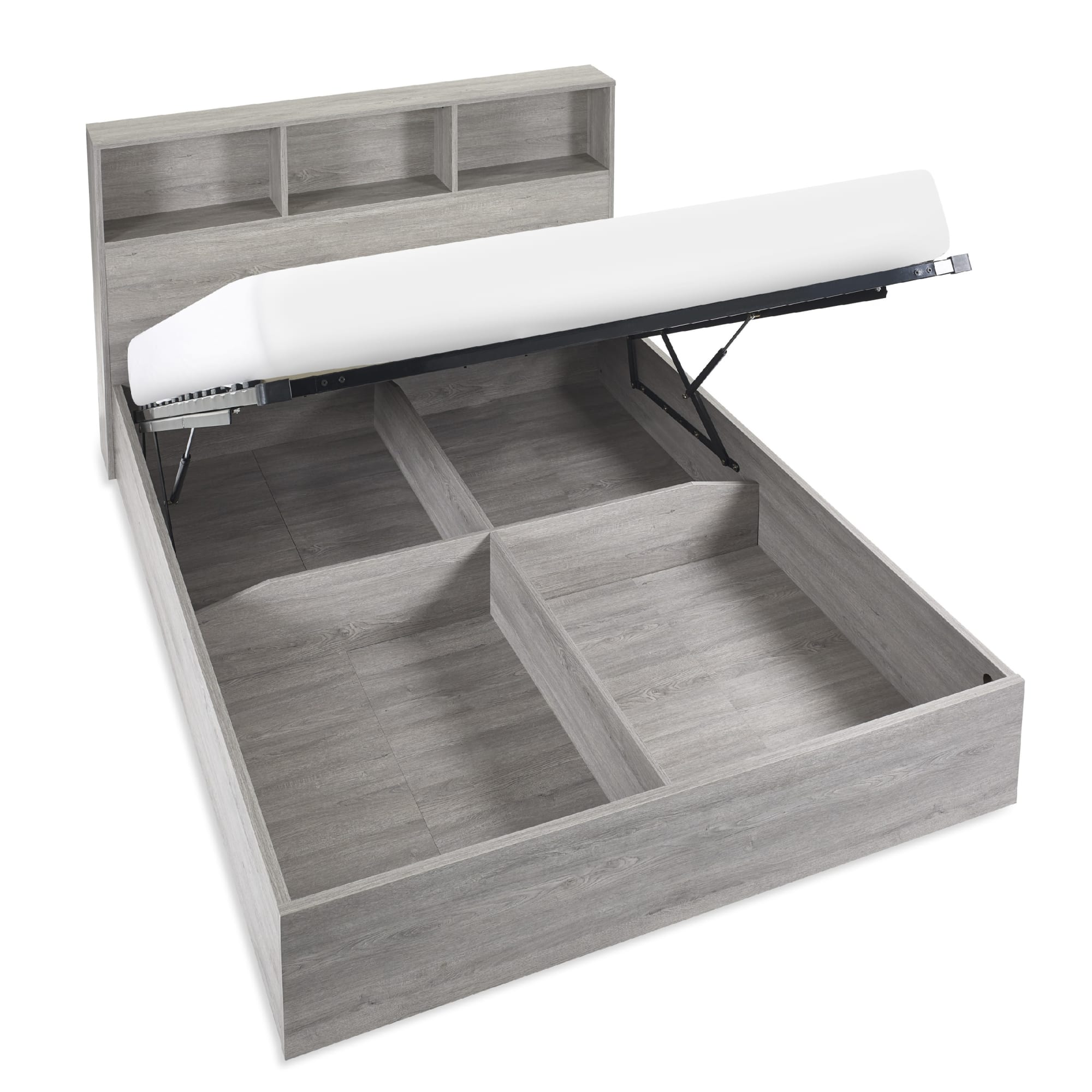 Bali Ottoman Storage 135cm Double Bed - Grey Oak
