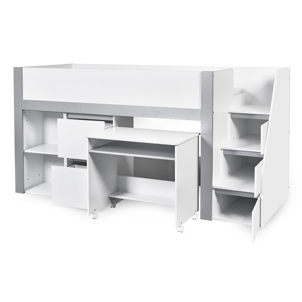 Gaia 3ft Single Midsleeper - White and Silver