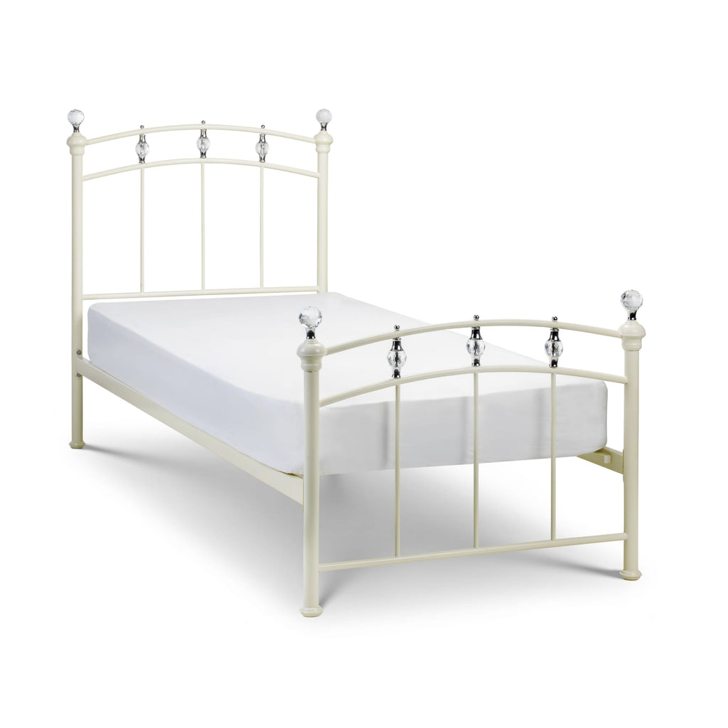 Charlotte 3ft Single Metal Bed Frame – Stone White