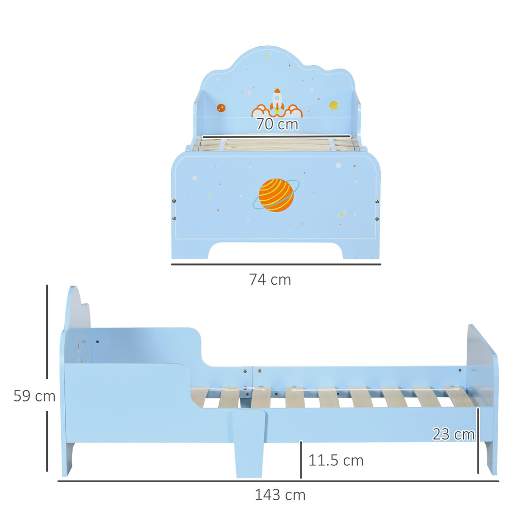 Low Kids Bed Frame with Space Headboard