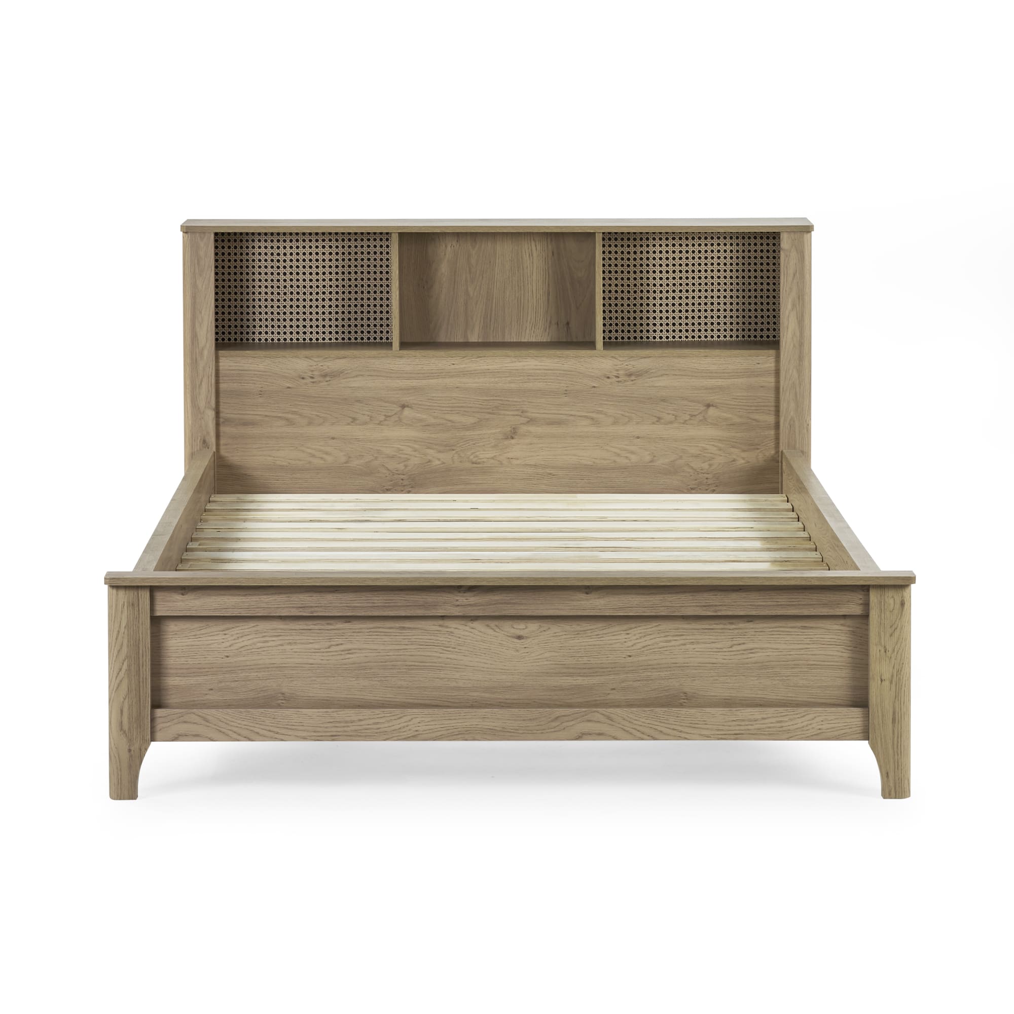Sydney Oak Rattan Effect 135cm Double Bookcase Bed