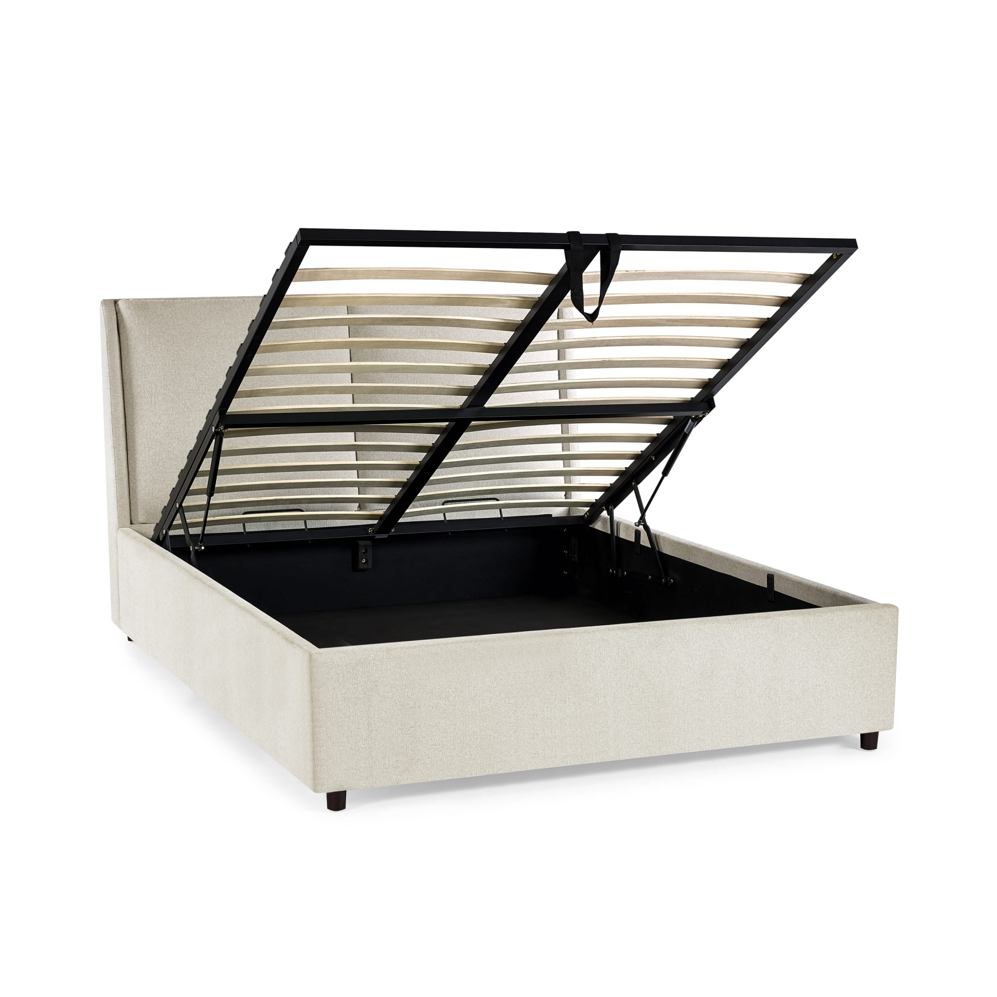 Maddock Beige Upholstered Ottoman Storage 135cm Double Bed