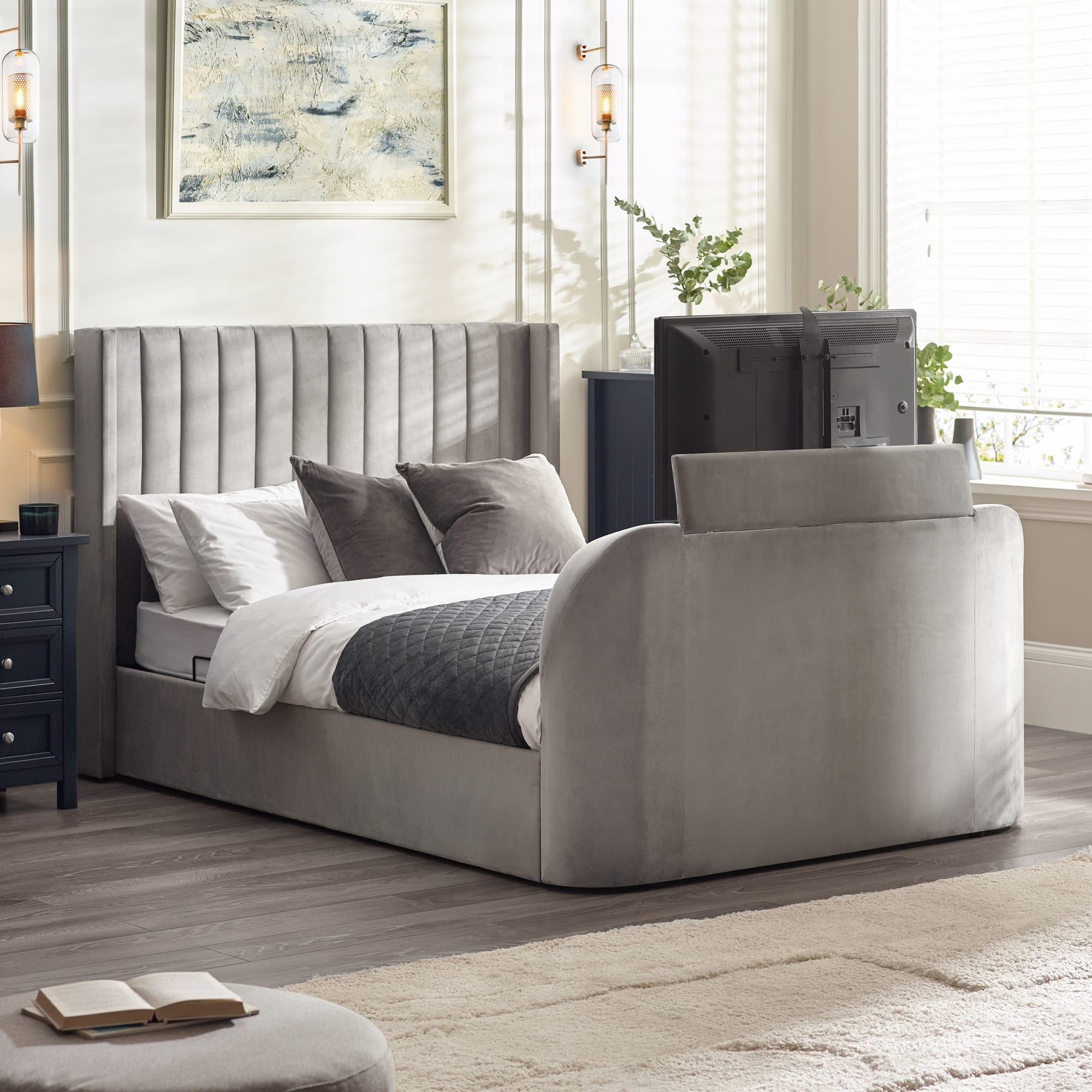 Clara Ottoman TV Bed 135cm - Light Grey