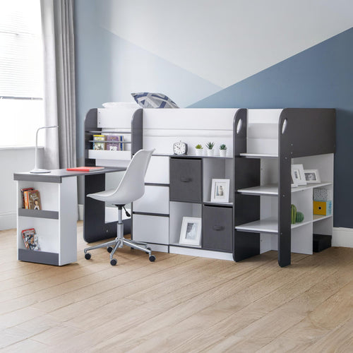 Arlo 3ft Single Mid Sleeper Bed – Charcoal Grey & White