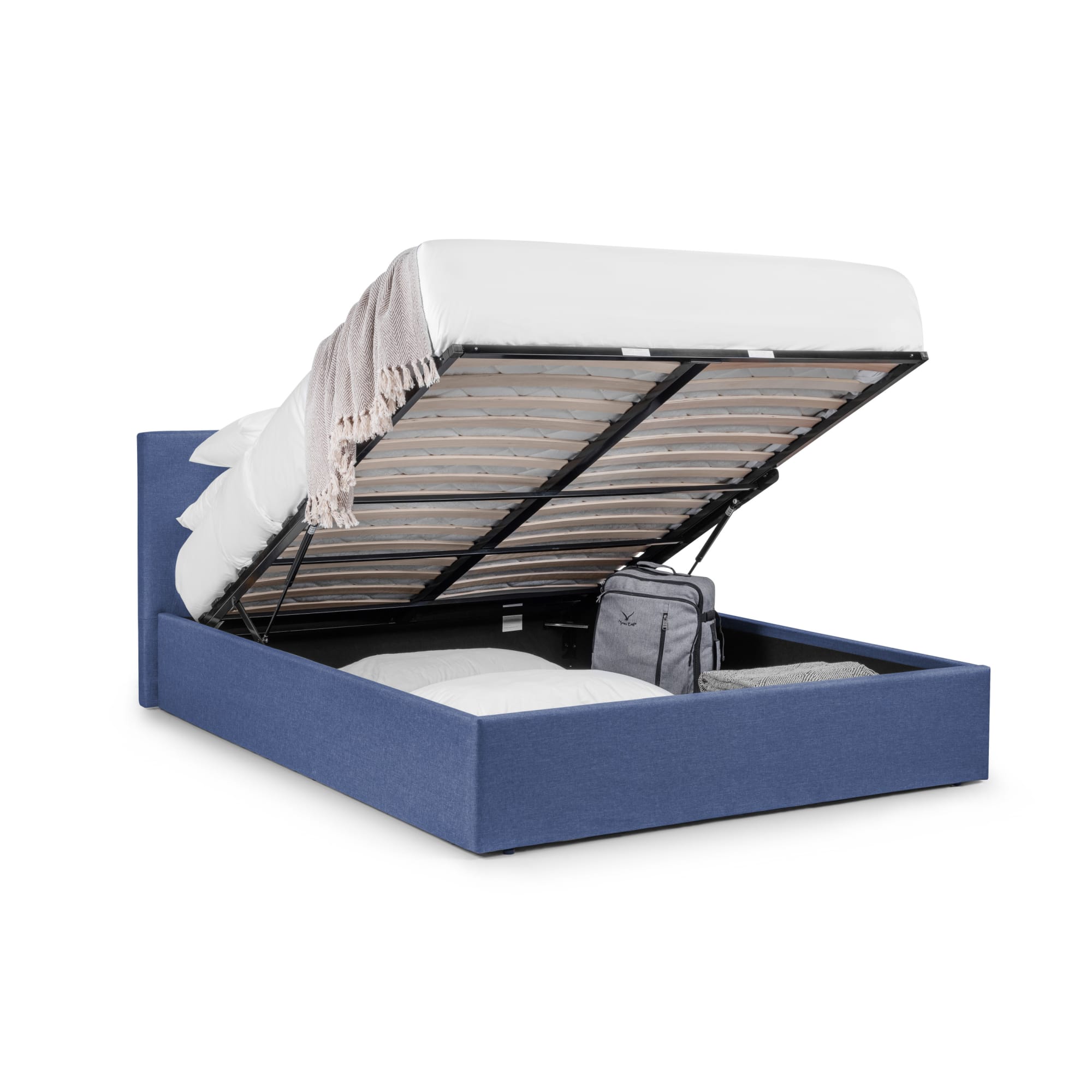 Rialto Ottoman Storage 135cm Double Bed  Dark Blue