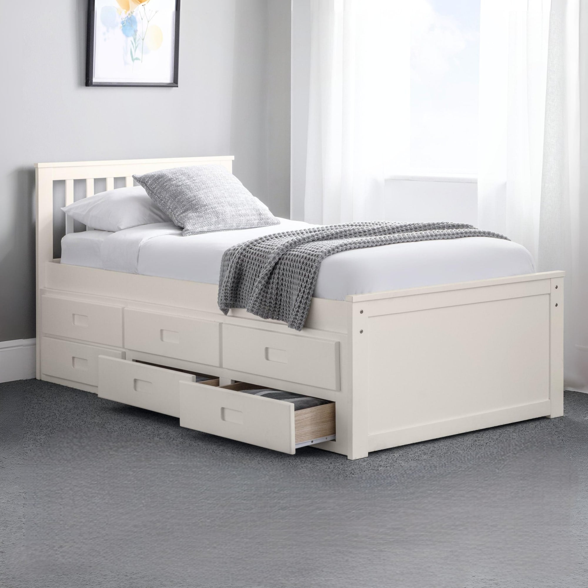 Zara 3ft Single Wooden Guest Bed Frame – White