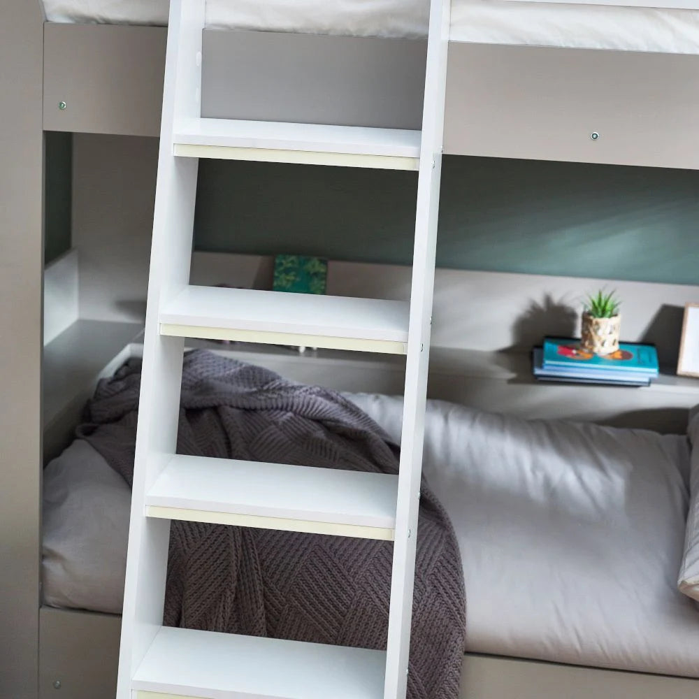 Archer 90cm Wooden Bunk Bed – Taupe & White