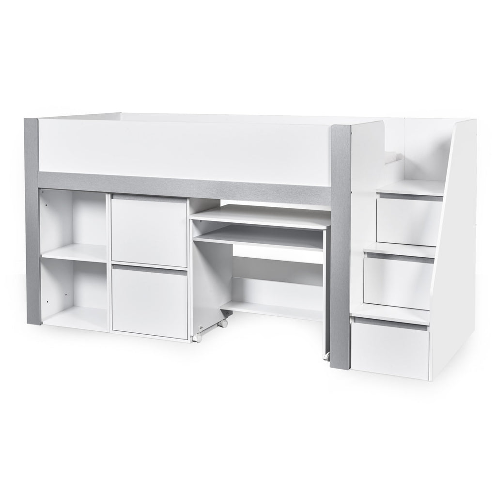 Gaia 3ft Single Midsleeper - White and Silver