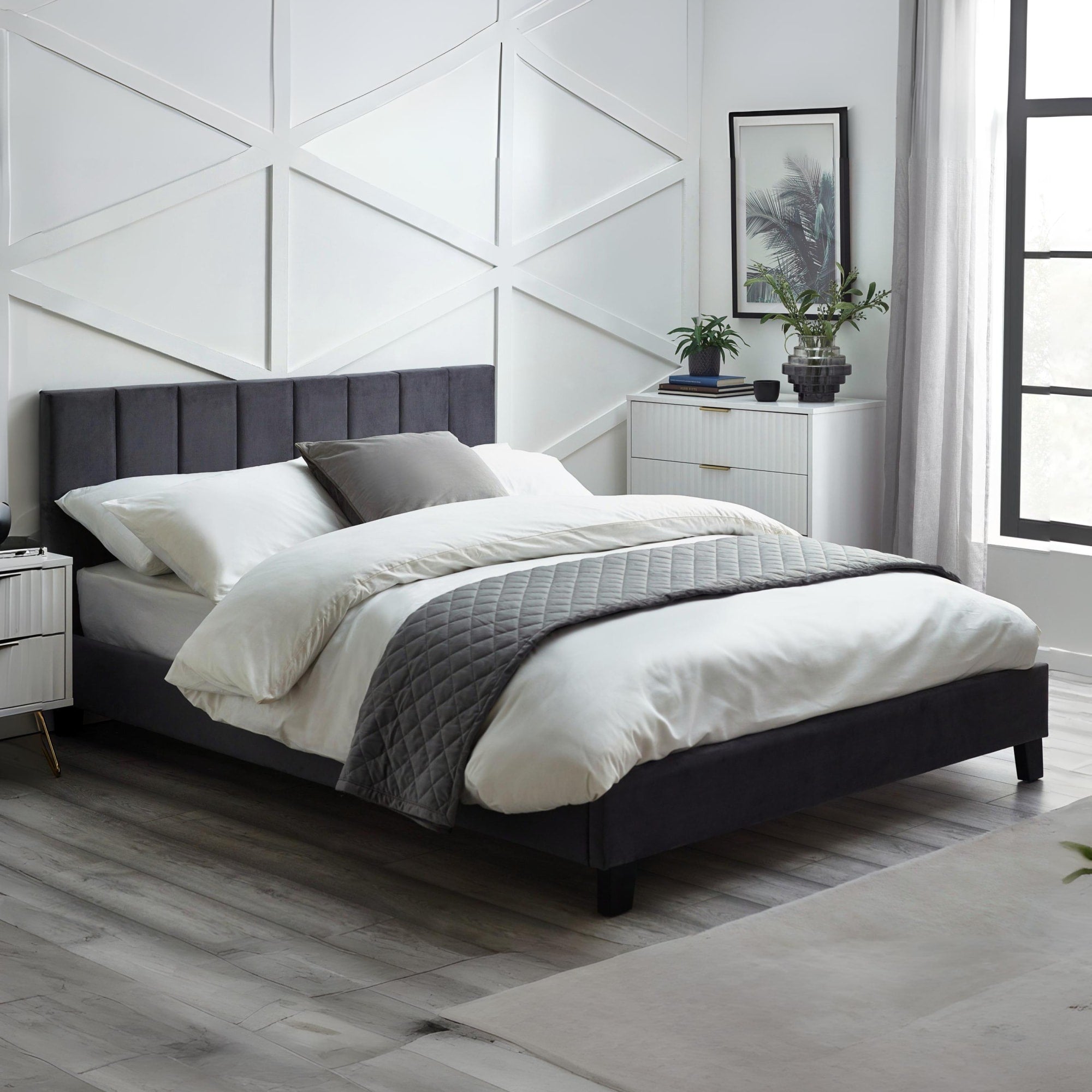 Chelsea 3ft Single Velvet Bed Frame – Grey