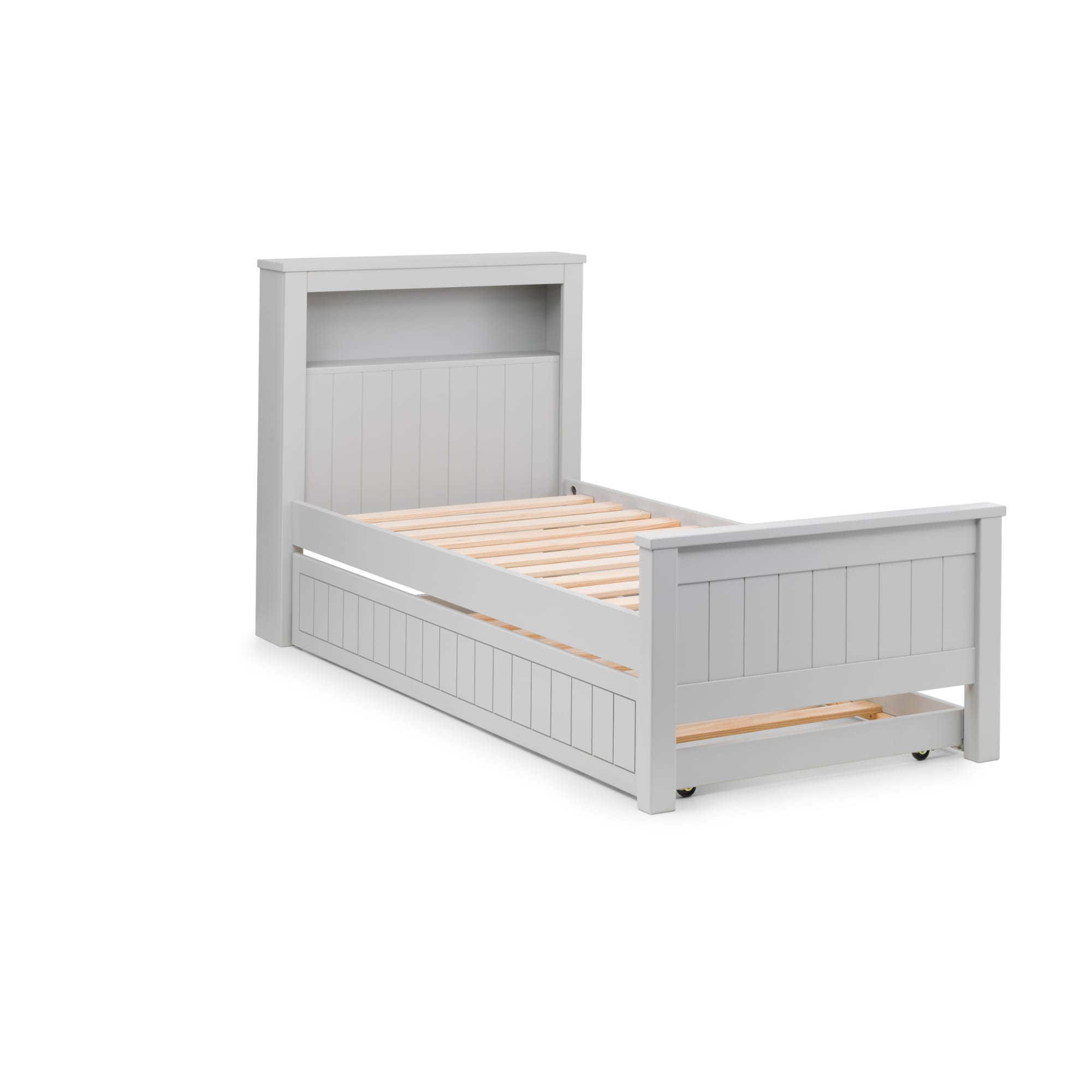 Harvey 3ft Single Bookcase Bed Frame with Underbed – Dove Grey