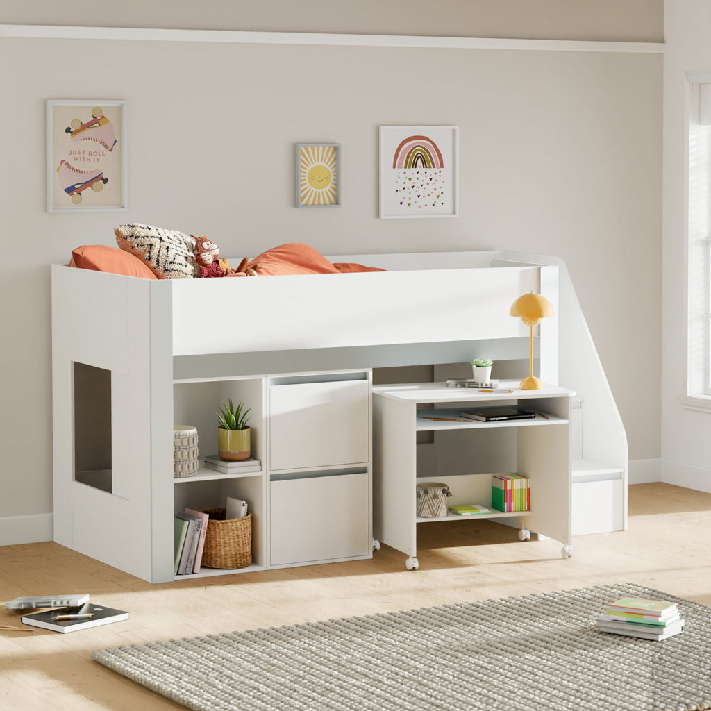 Gaia 3ft Single Midsleeper - White and Silver