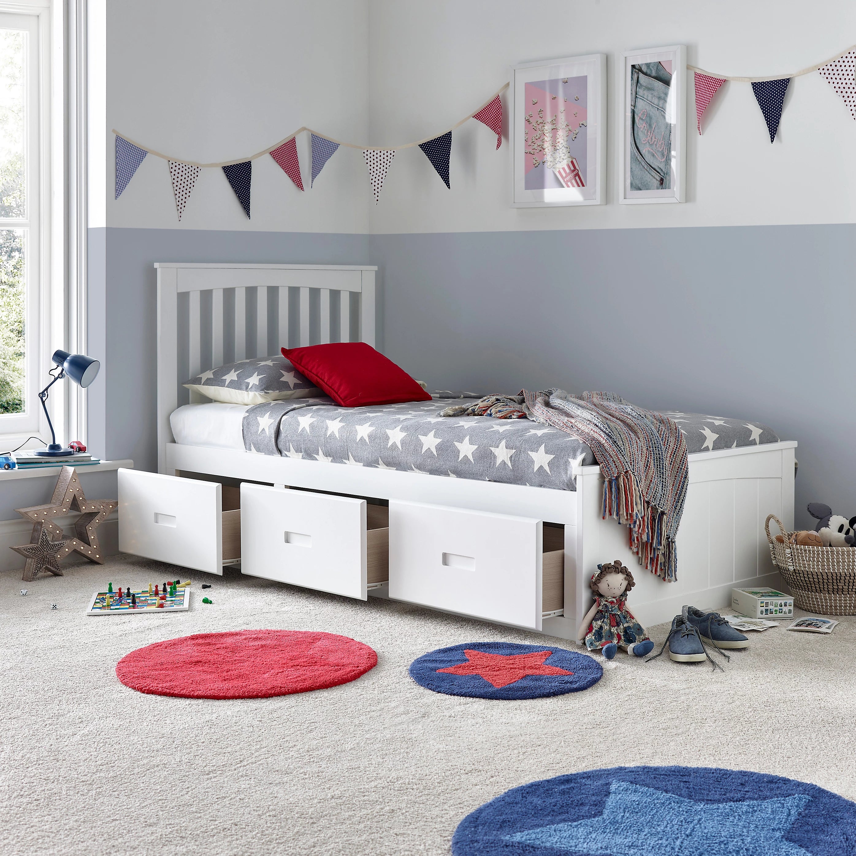 Quest Kids White Wooden Storage Bed with Drawers - 3ft Single