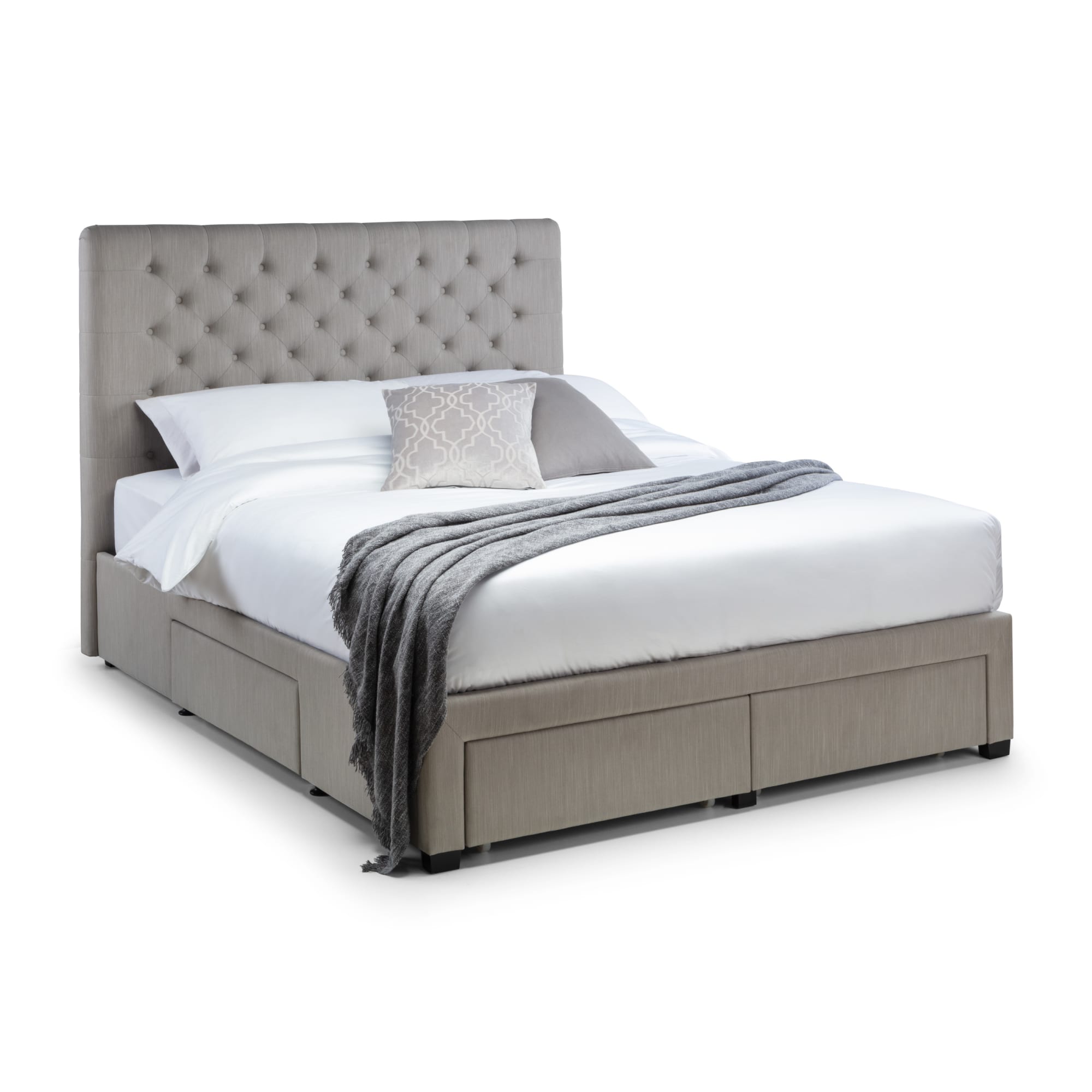 Wilton 4 Drawer 135cm Double Bed - Grey Linen