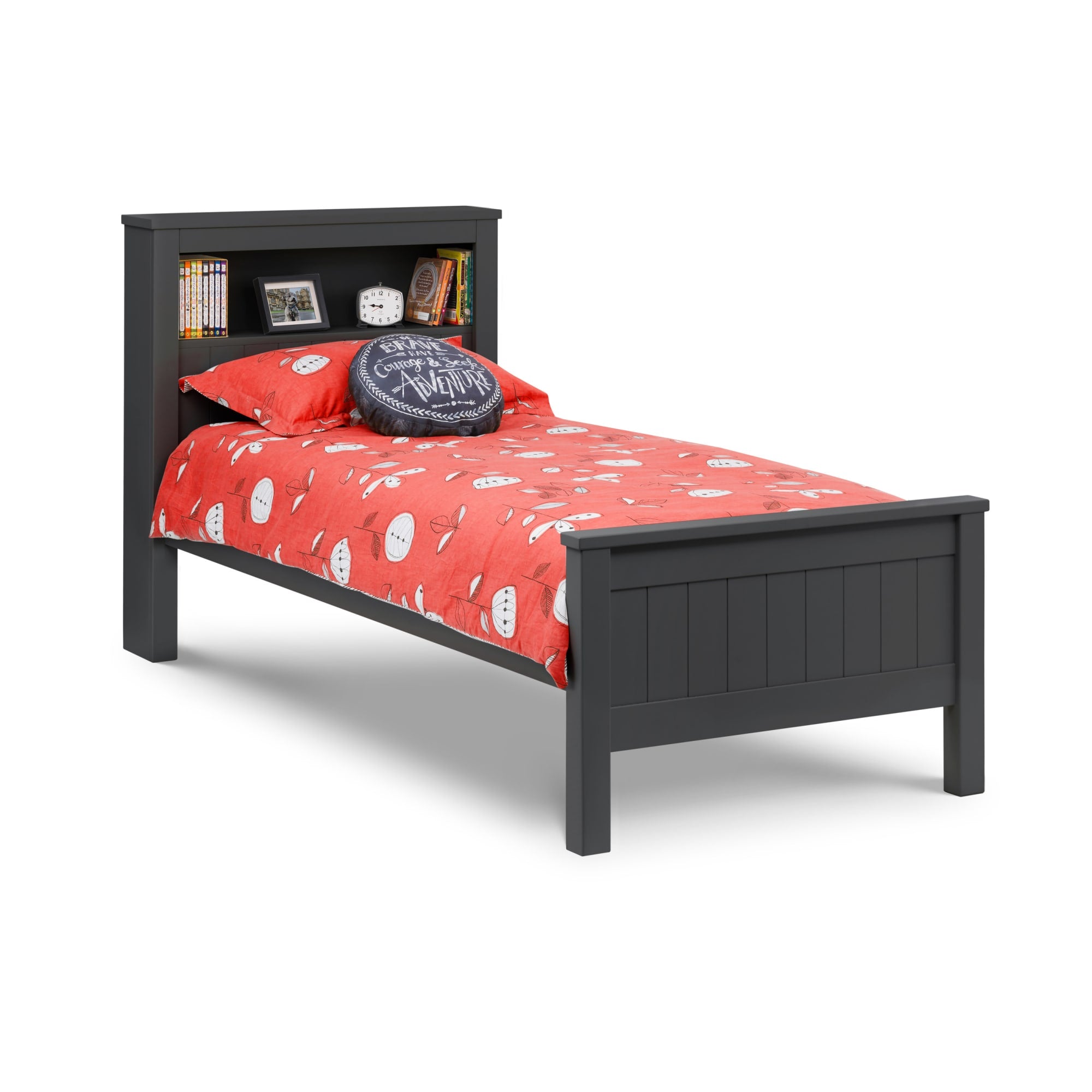 Harvey 3ft Single Bookcase Bed Frame – Anthracite