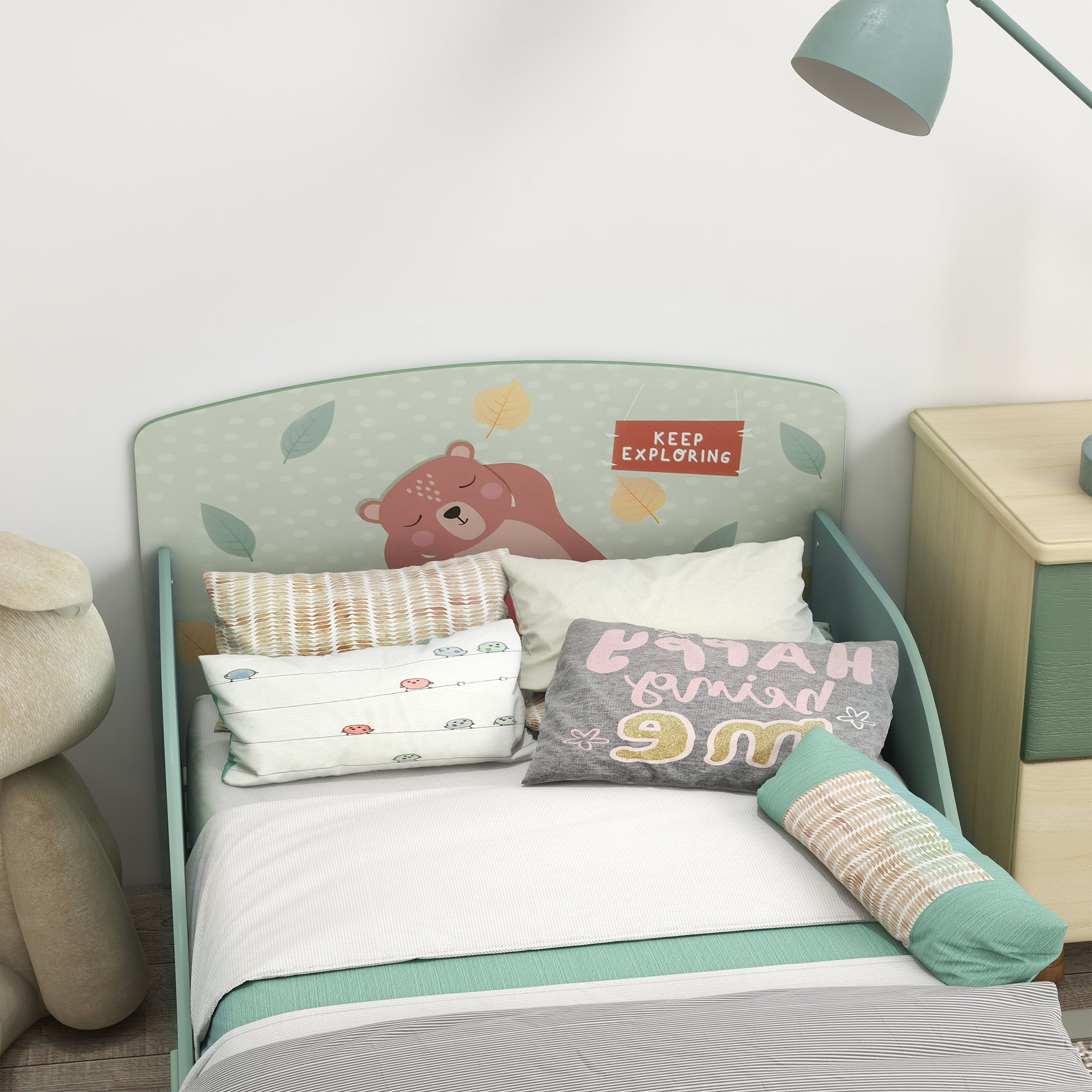 Low Kids Bed Frame with Bear Headboard