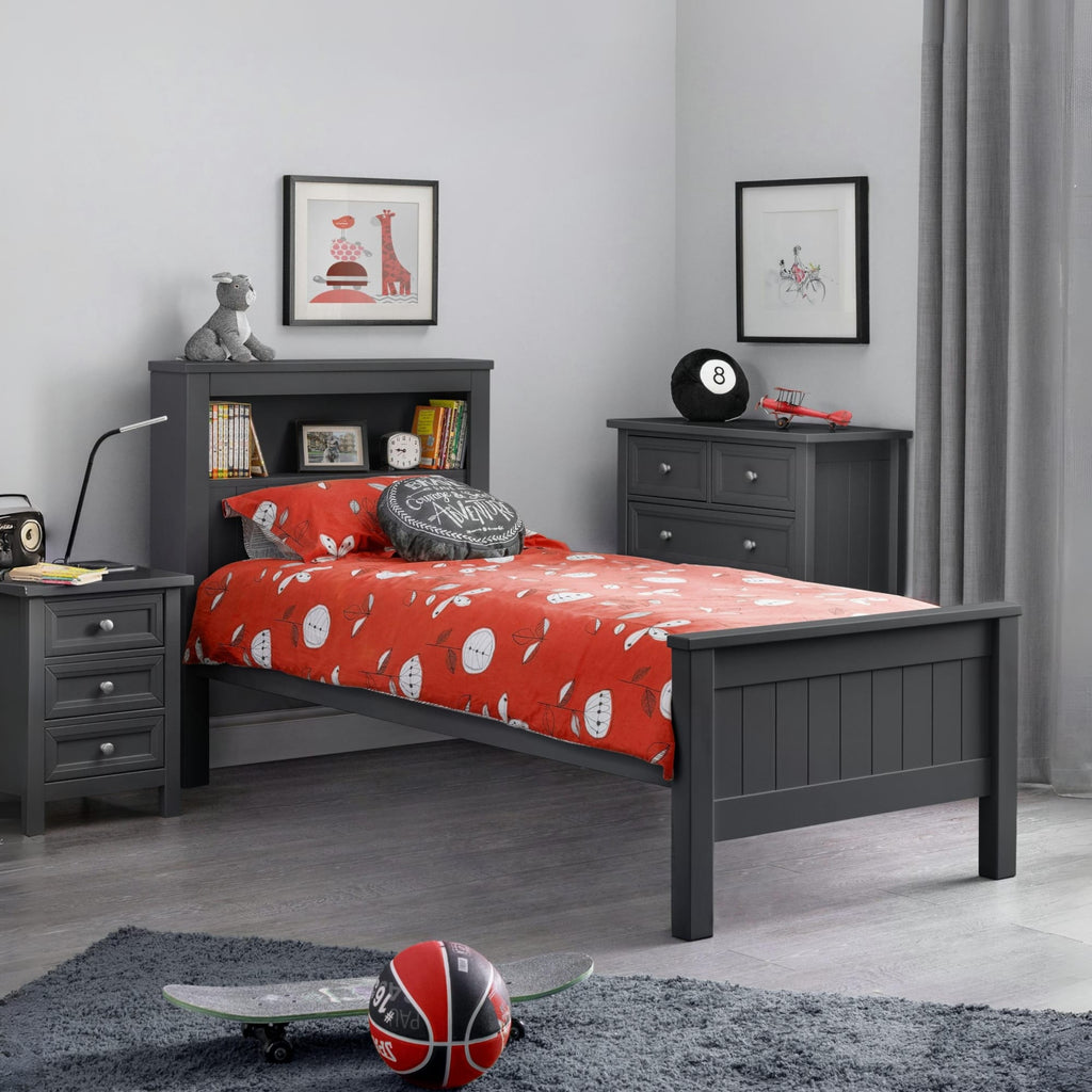 Harvey 3ft Single Bookcase Bed Frame – Anthracite