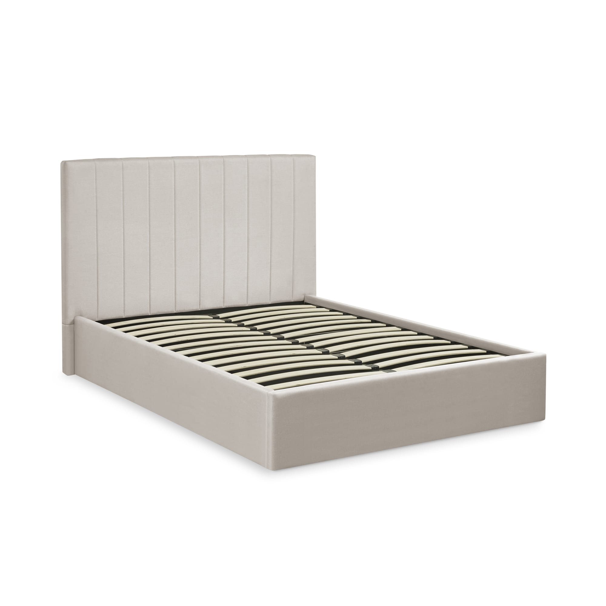 Aylen Oatmeal Linen Upholstered 135cm Double Ottoman Storage Bed Frame