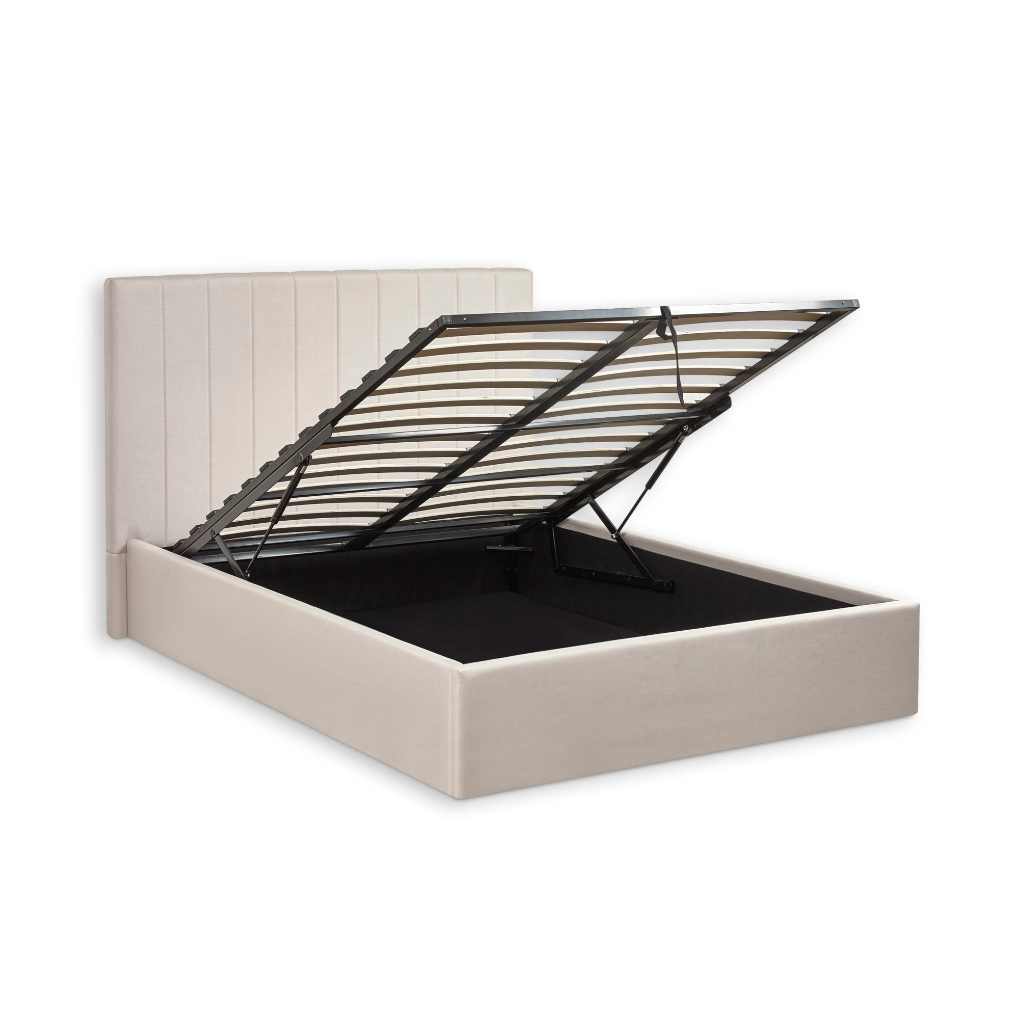 Aylen Oatmeal Linen Upholstered 135cm Double Ottoman Storage Bed Frame