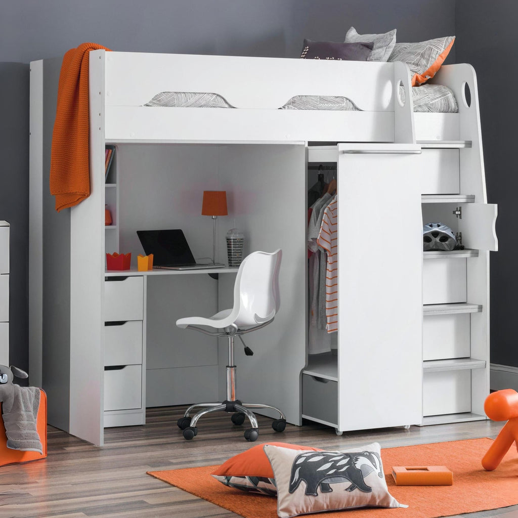 Pegasus High Sleeper - White and Silver