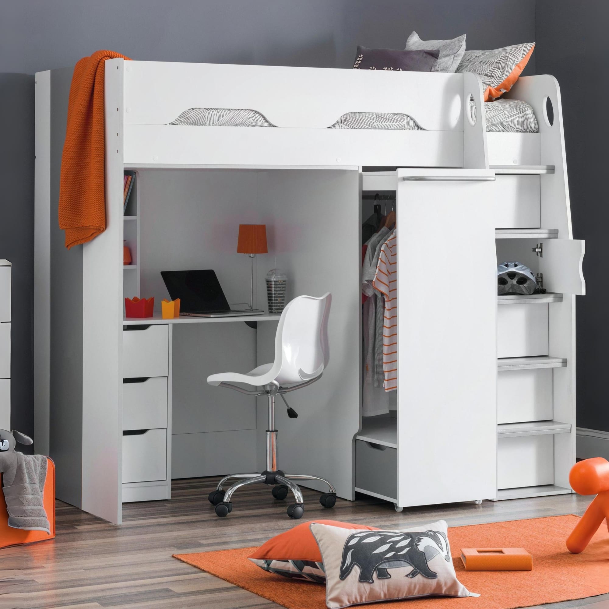 Pegasus High Sleeper - White and Silver