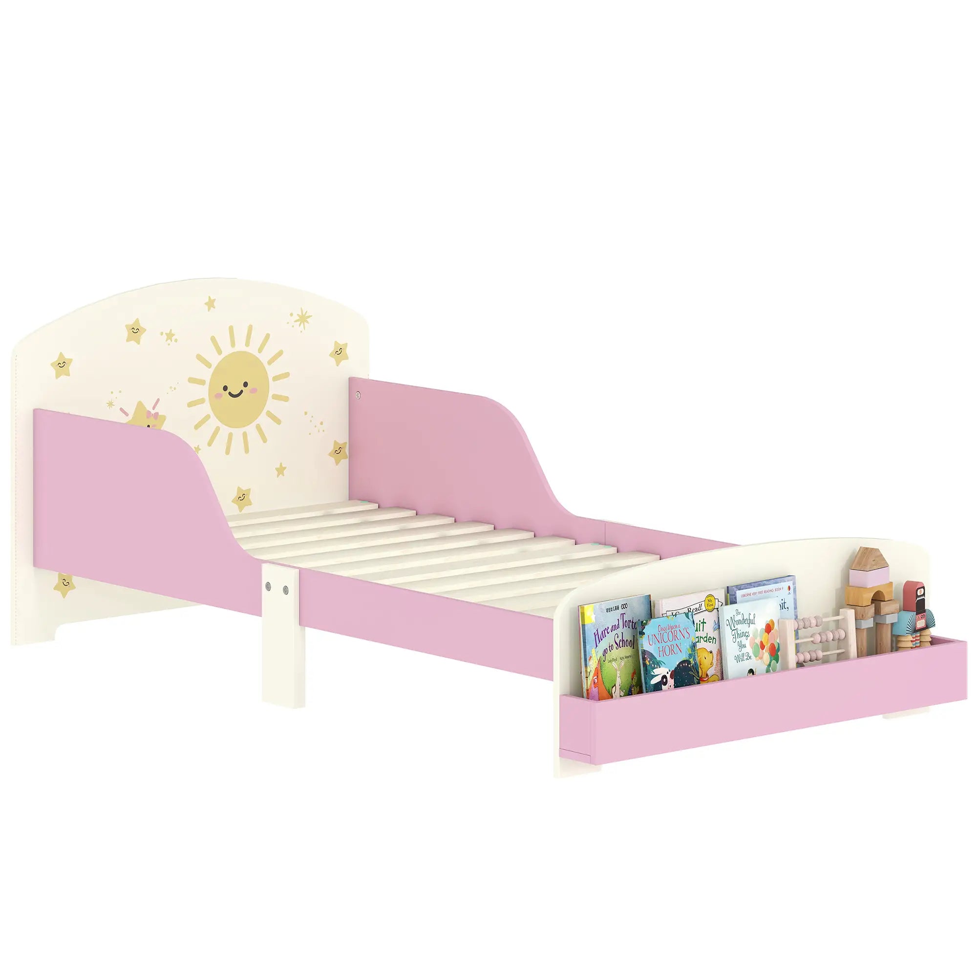 Low Kids Bed Frame with Sun and Stars Headboard