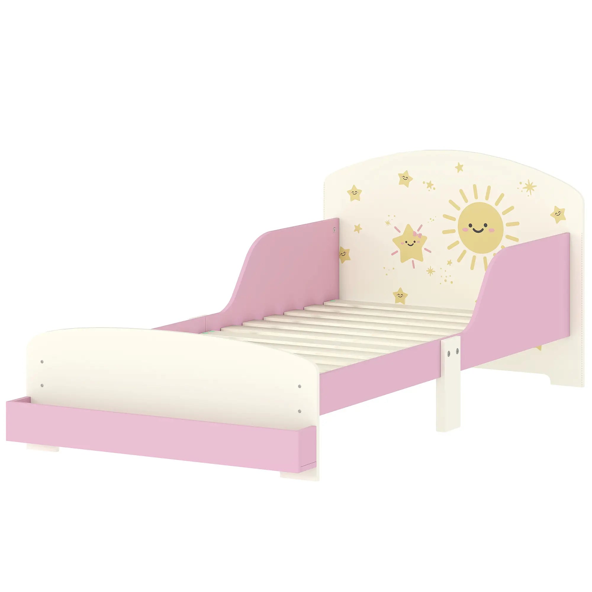 Low Kids Bed Frame with Sun and Stars Headboard
