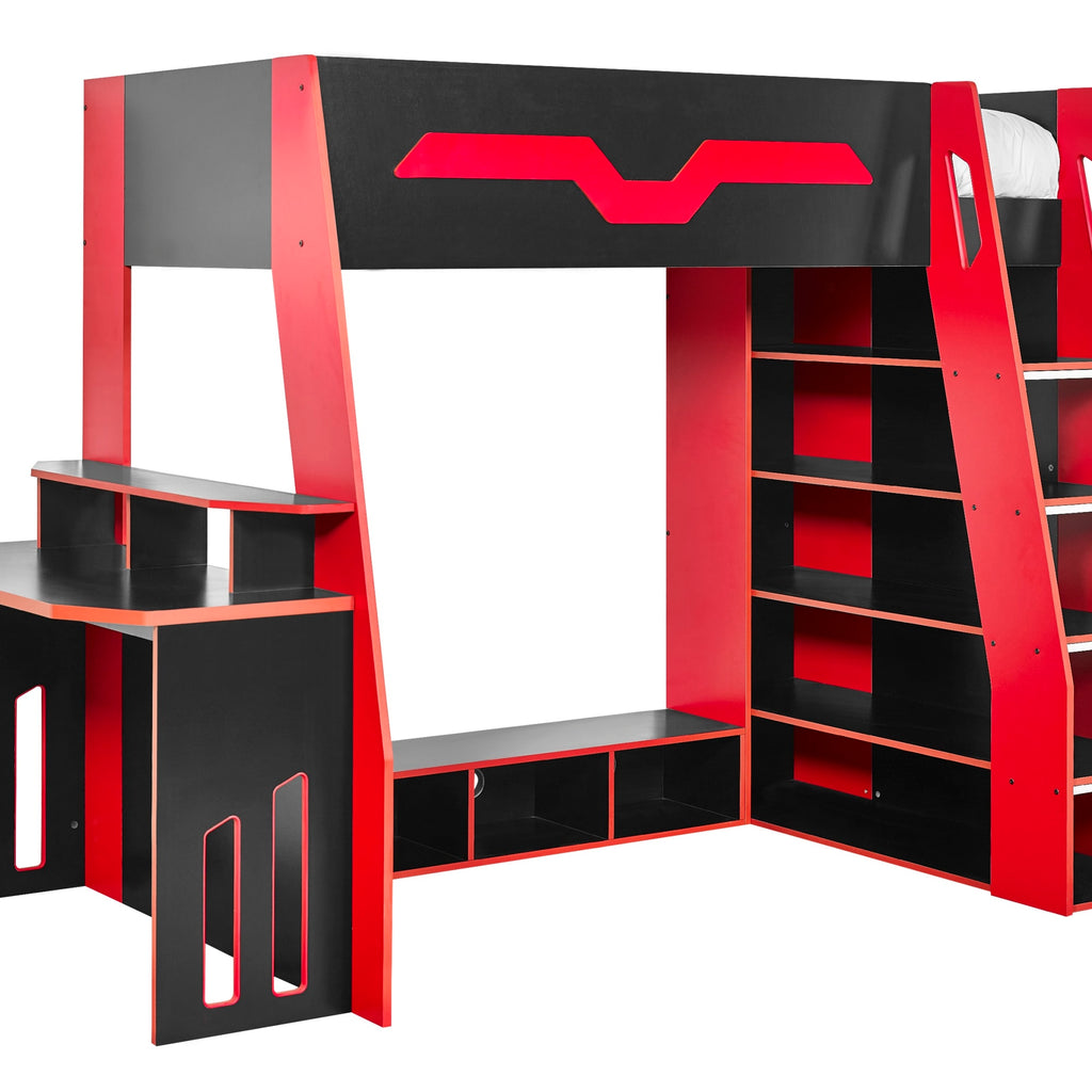 Eagle Single 90cm Gaming Highsleeper - Black and Red