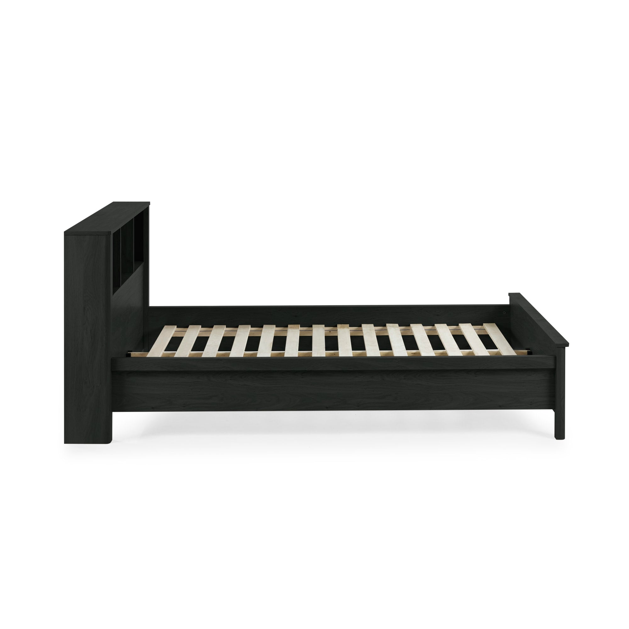 Sydney Black Ash Rattan Effect 135cm Double Bookcase Bed