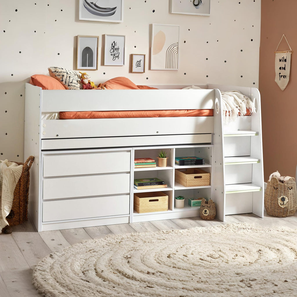 Vespa 3ft Single Mid Sleeper Bed – White
