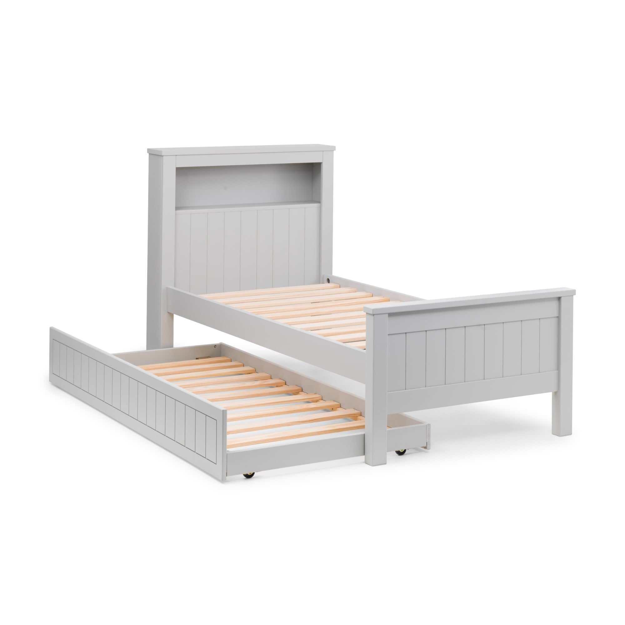 Harvey 3ft Single Bookcase Bed Frame with Underbed – Dove Grey