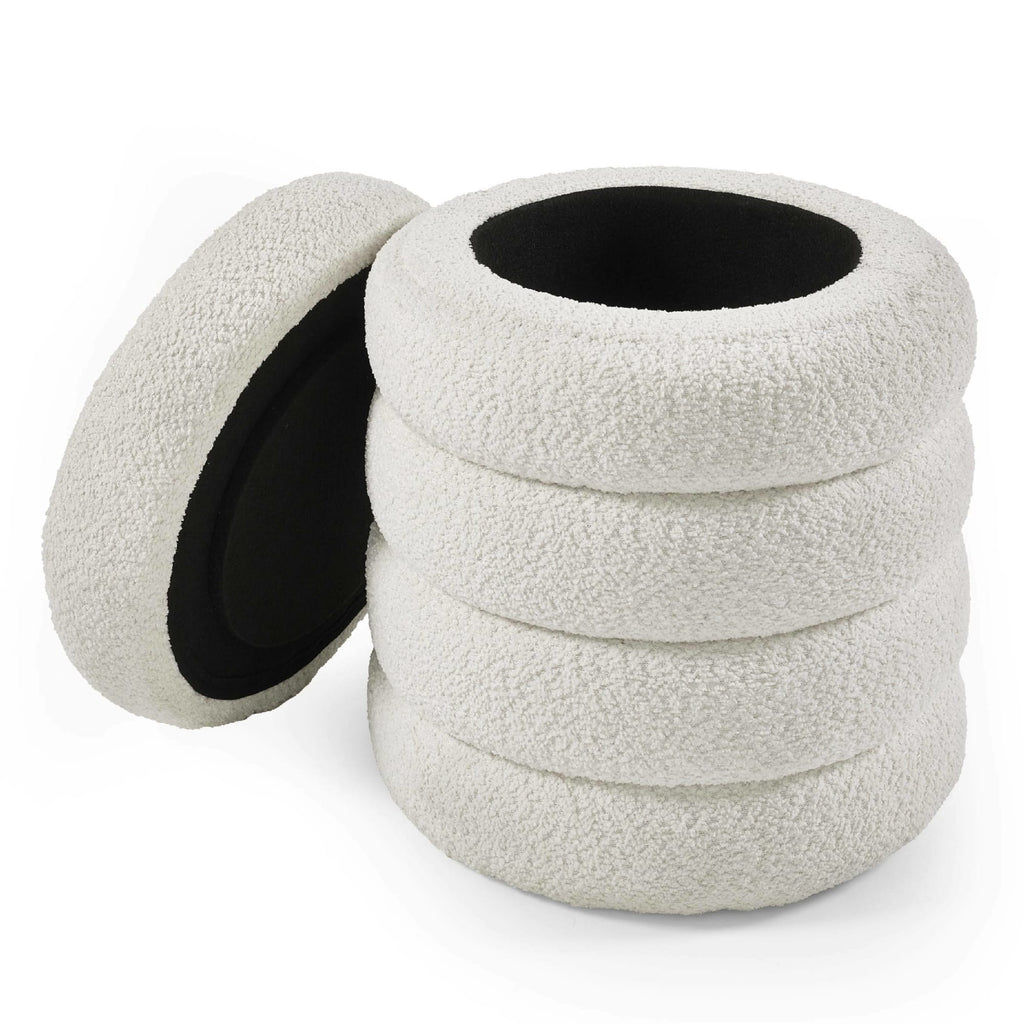 Hailey Ivory Bouclé Upholstered 40cm Storage Stool