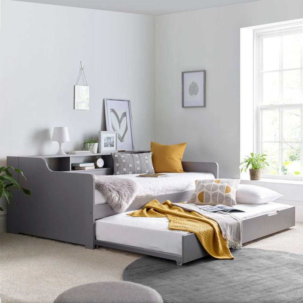 Tyler 3ft Single Wooden Day Bed with Optional Guest Bed Trundle - Grey
