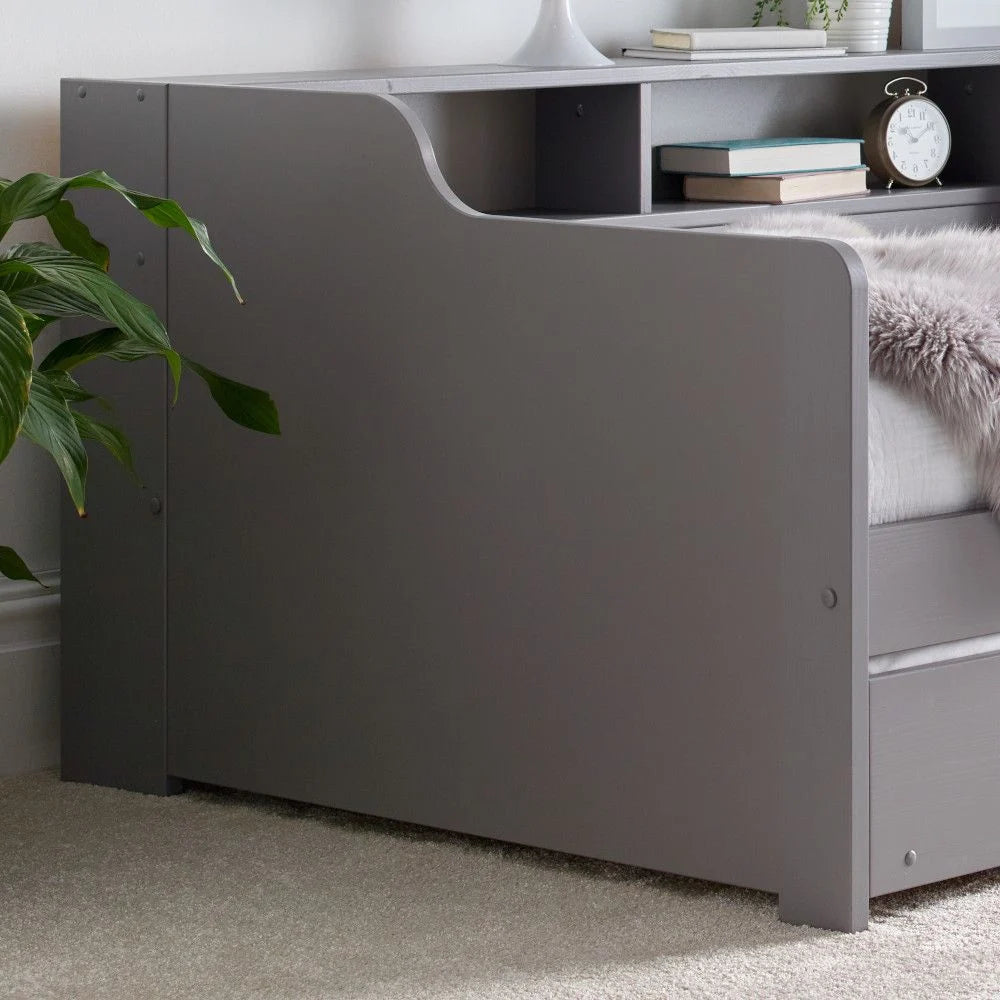 Tyler 3ft Single Wooden Day Bed with Optional Guest Bed Trundle - Grey